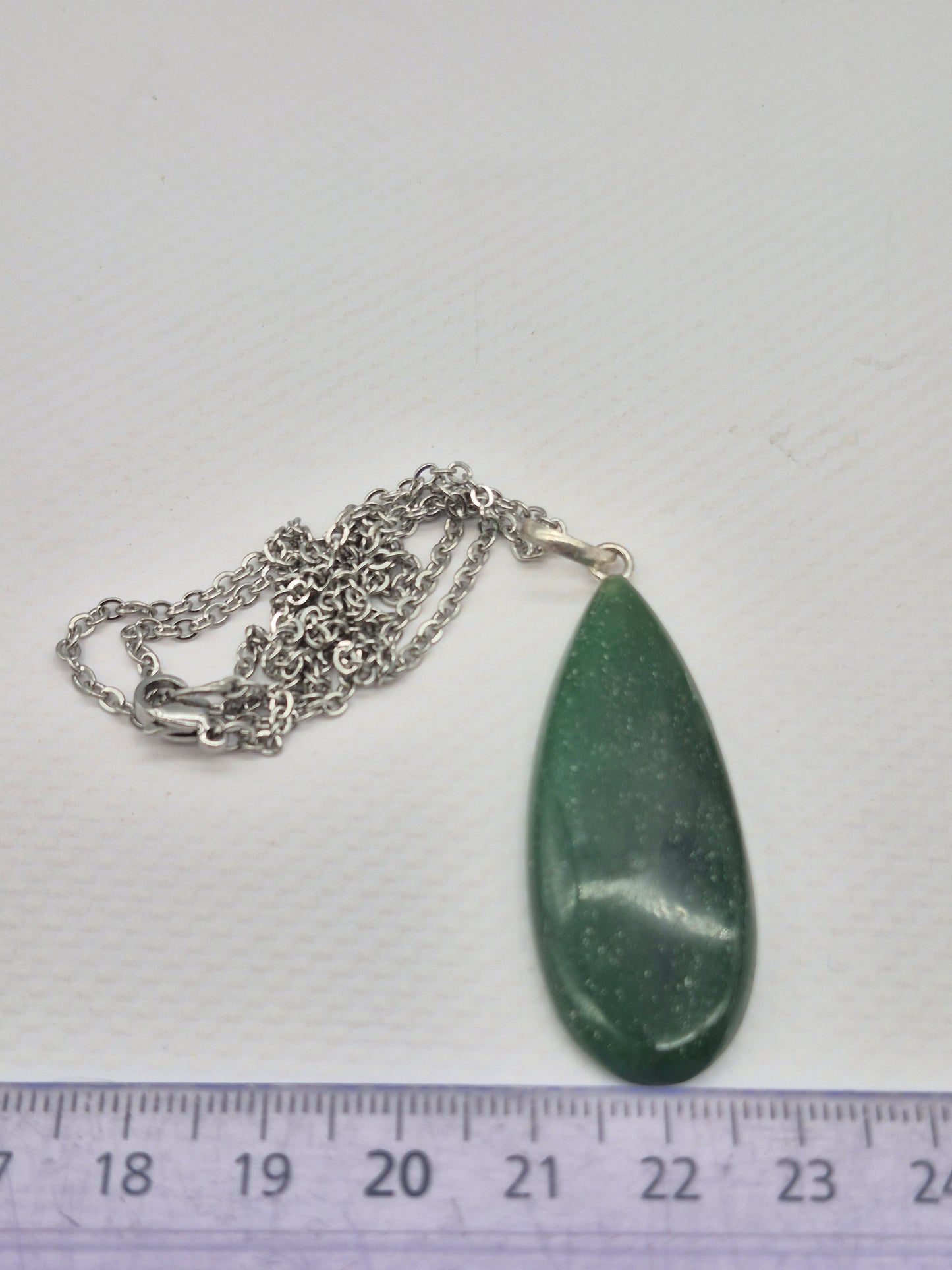Green Aventurine Necklace – Crystal Pendant with Stainless Steel Chain
