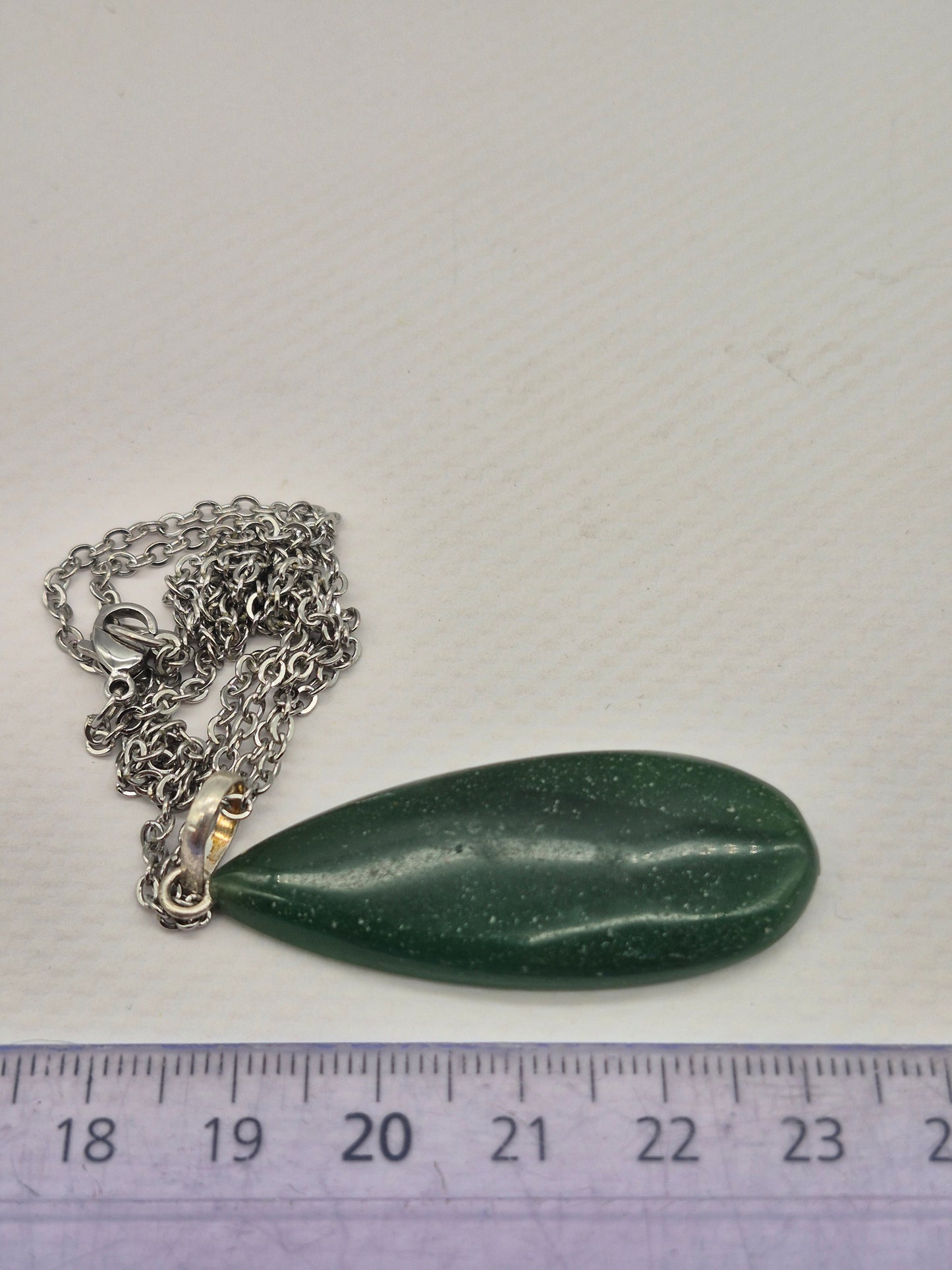 Green Aventurine Necklace – Crystal Pendant with Stainless Steel Chain