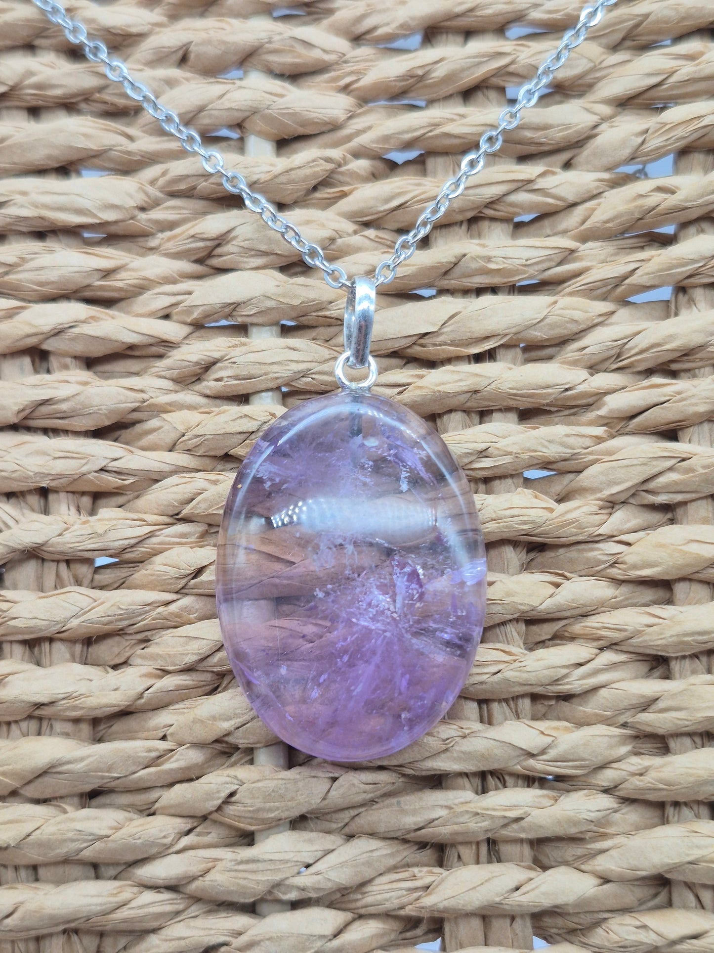 Ametrine Crystal Necklace Silver Hook 925  Stailnless steel Chain, Healing Crystal