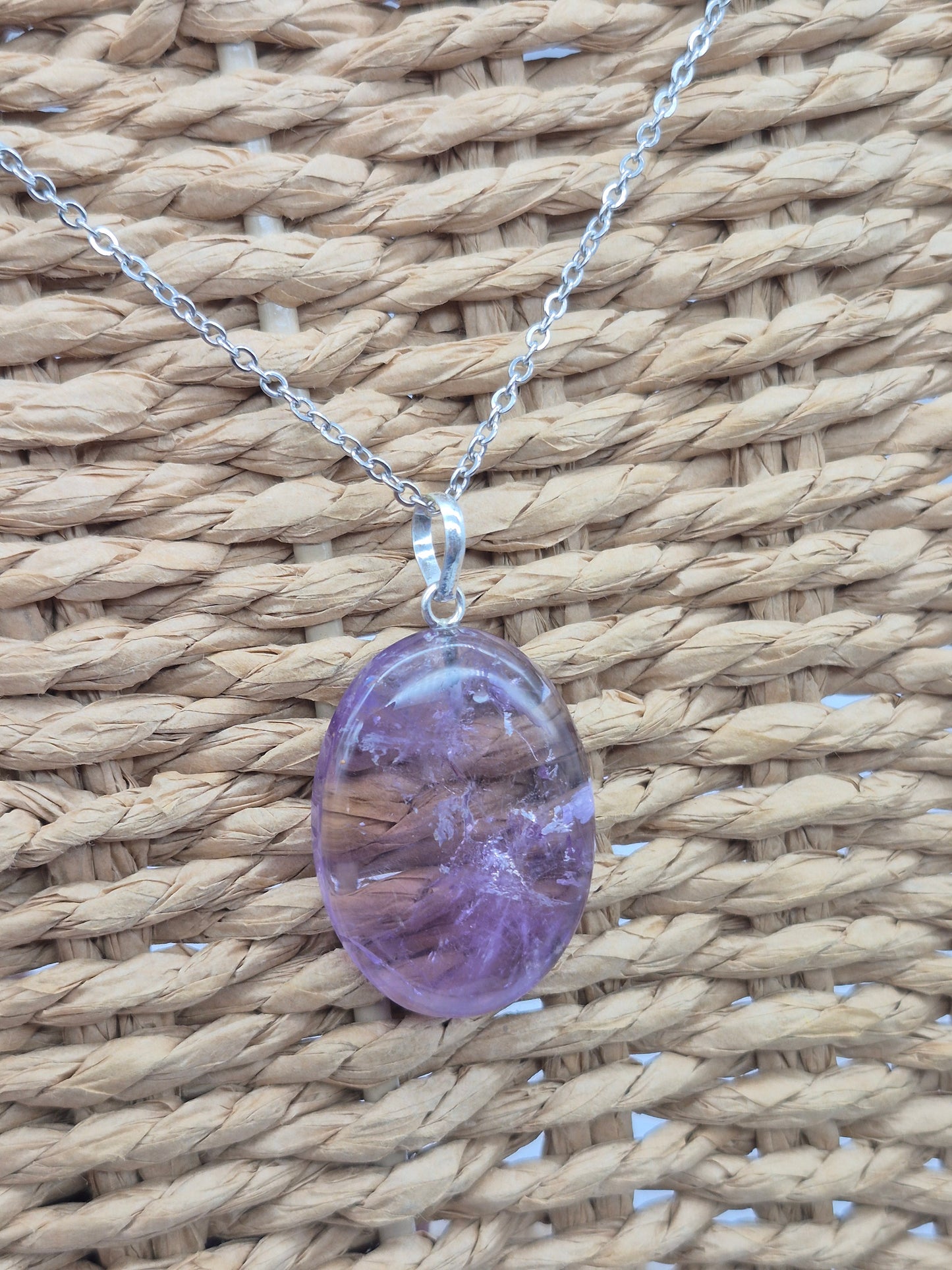 Ametrine Crystal Necklace Silver Hook 925  Stailnless steel Chain, Healing Crystal