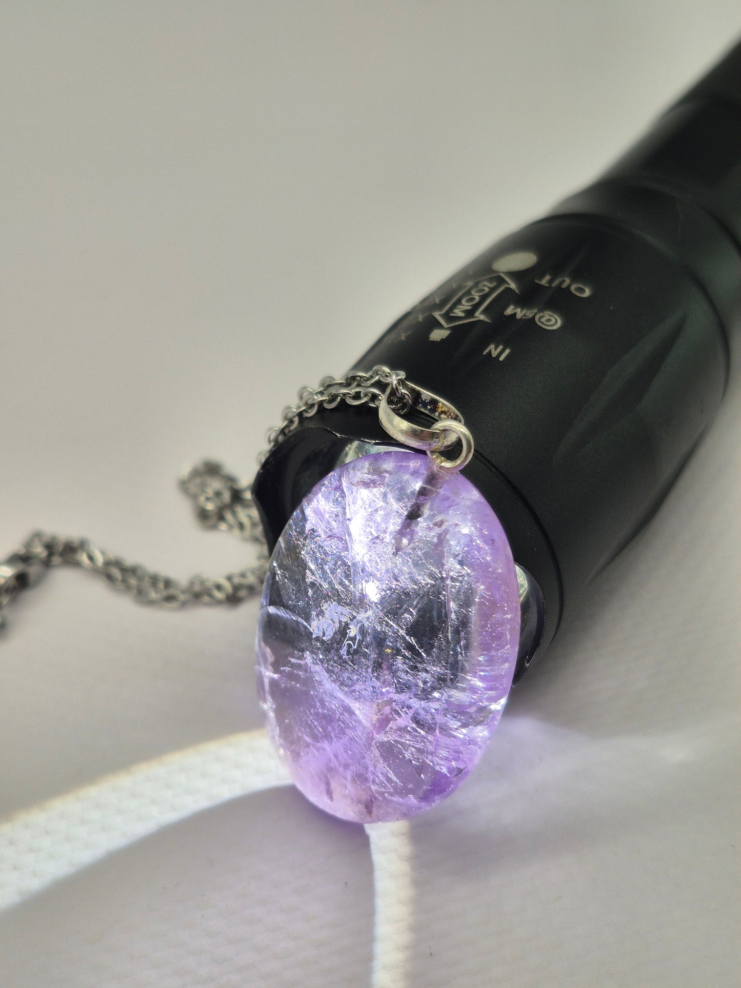 Ametrine Crystal Necklace Silver Hook 925  Stailnless steel Chain, Healing Crystal