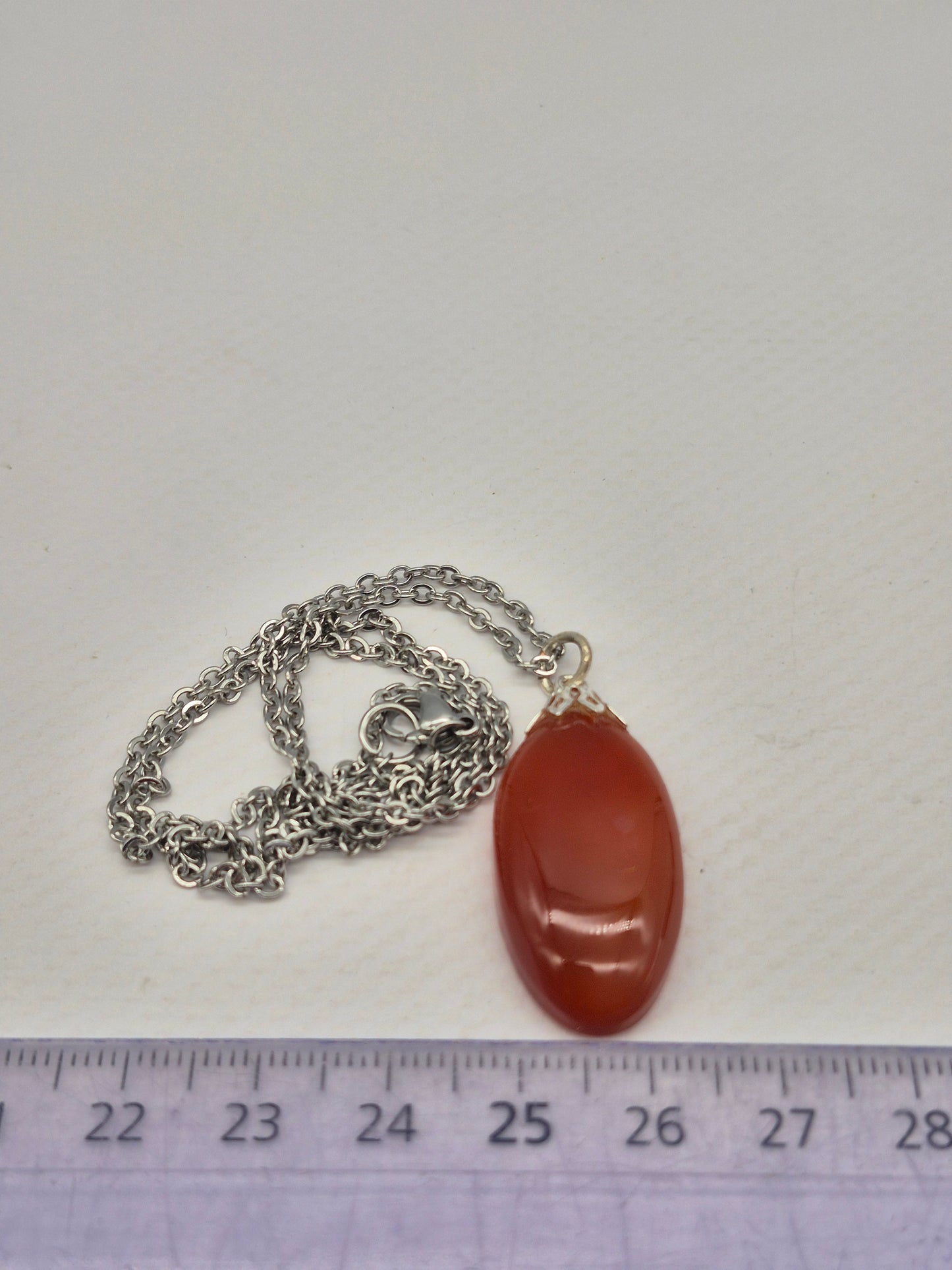 Carnelian Crystal Necklace with Silver Hook, Stailnless steel Chain, Healing Crystal