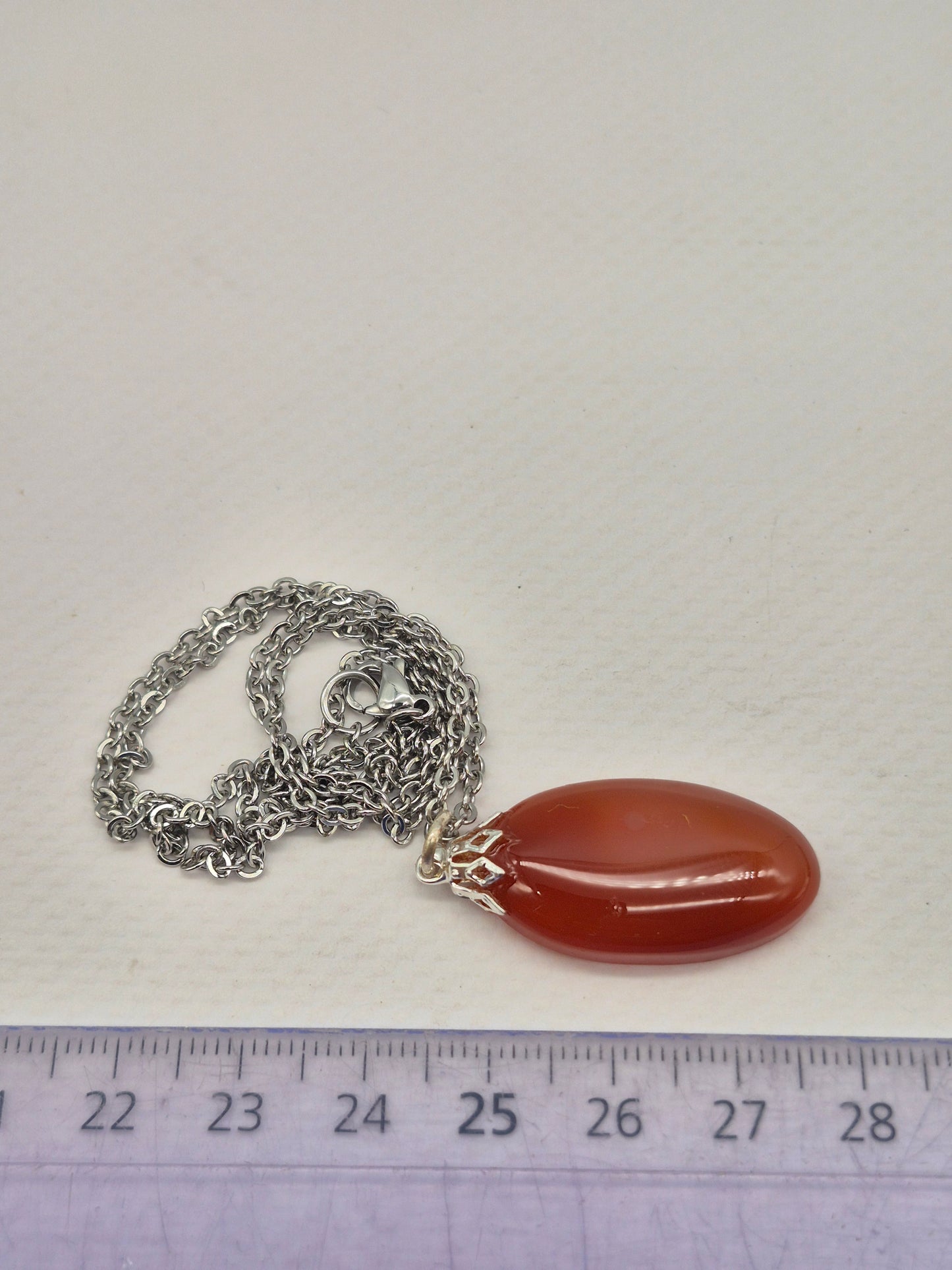 Carnelian Crystal Necklace with Silver Hook, Stailnless steel Chain, Healing Crystal