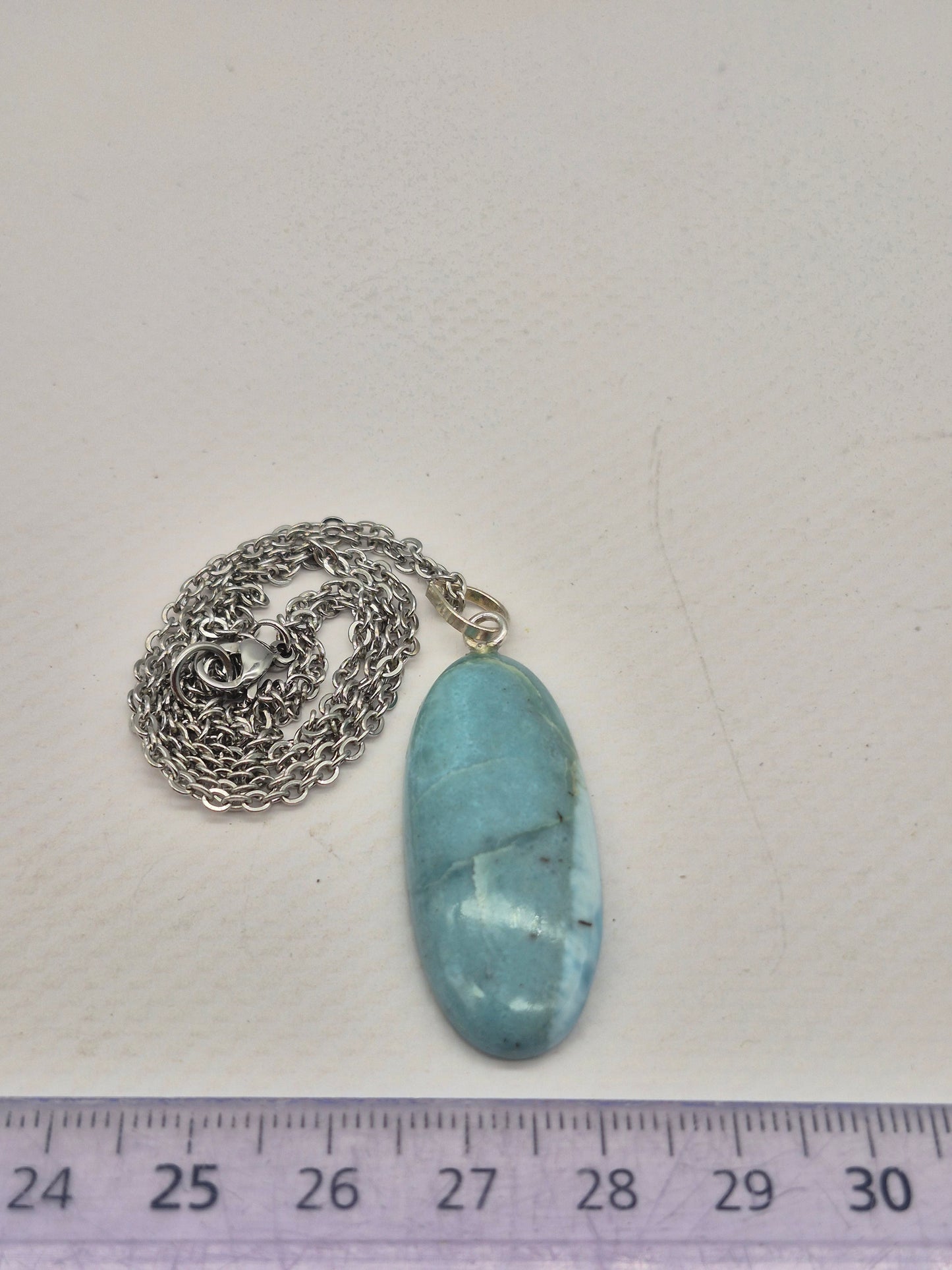 Larimar Necklace Gemstone Pendant Silver Hookand Stainless Steel Chain