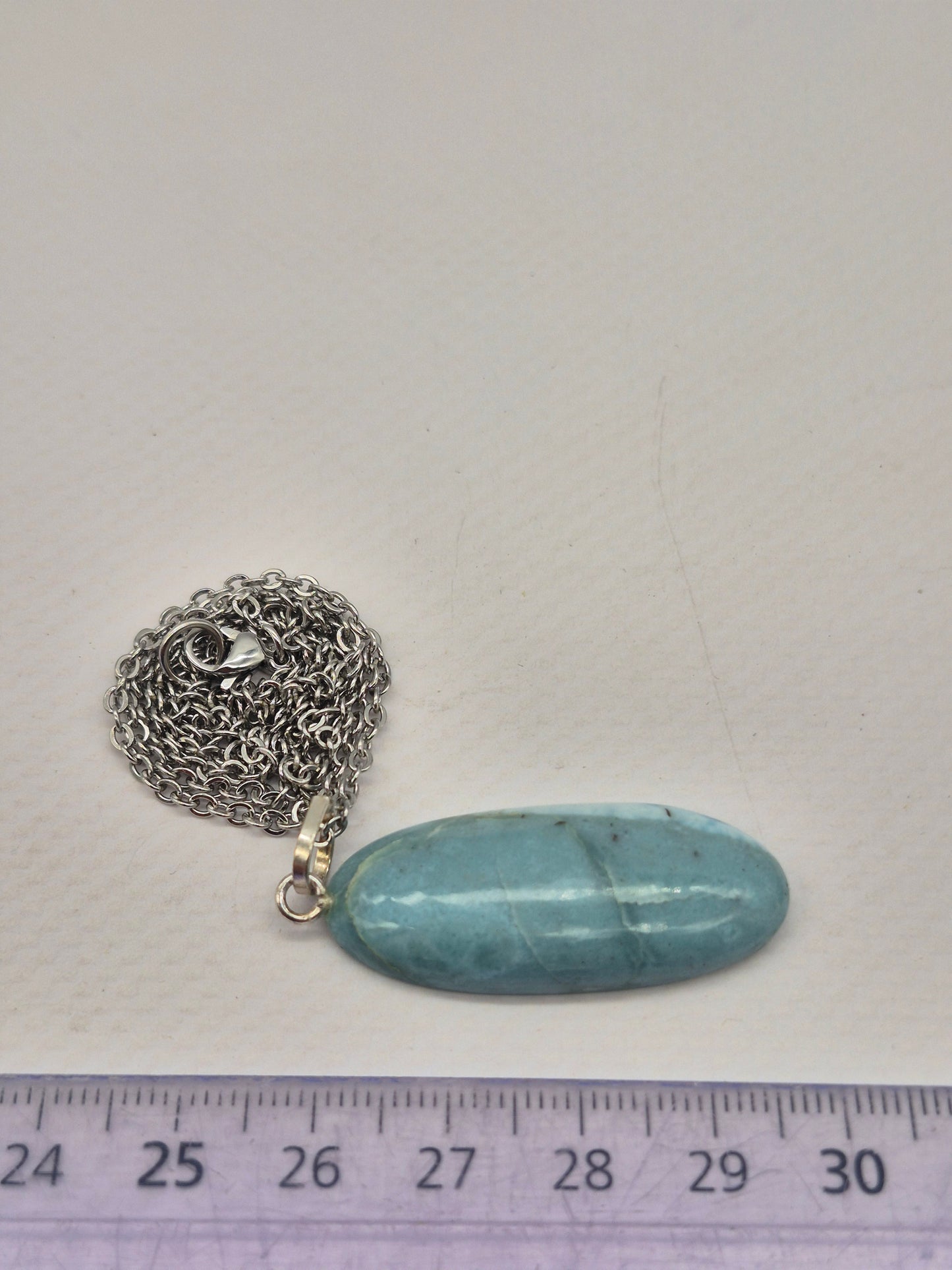 Larimar Necklace Gemstone Pendant Silver Hookand Stainless Steel Chain