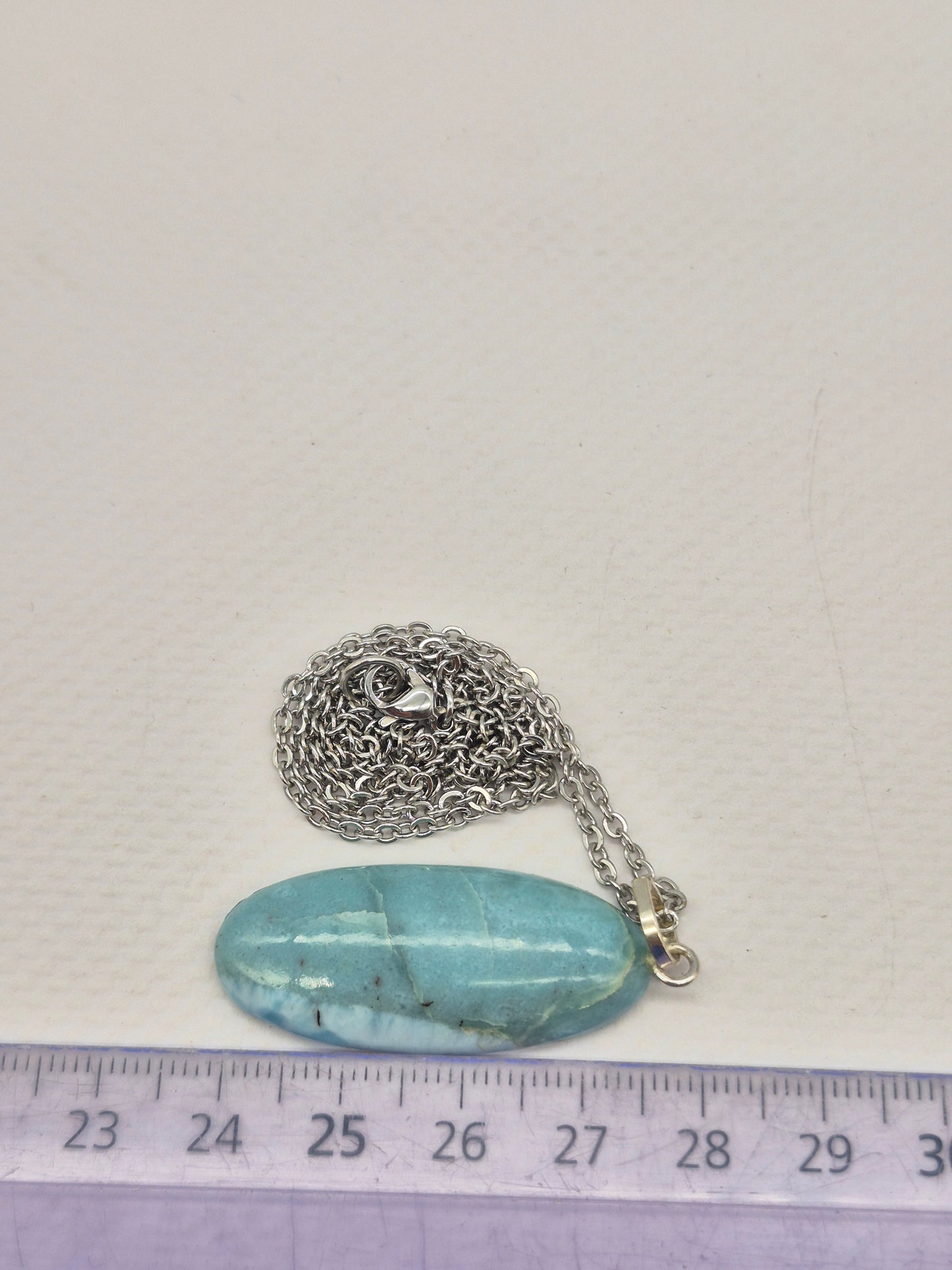 Larimar Necklace Gemstone Pendant Silver Hookand Stainless Steel Chain