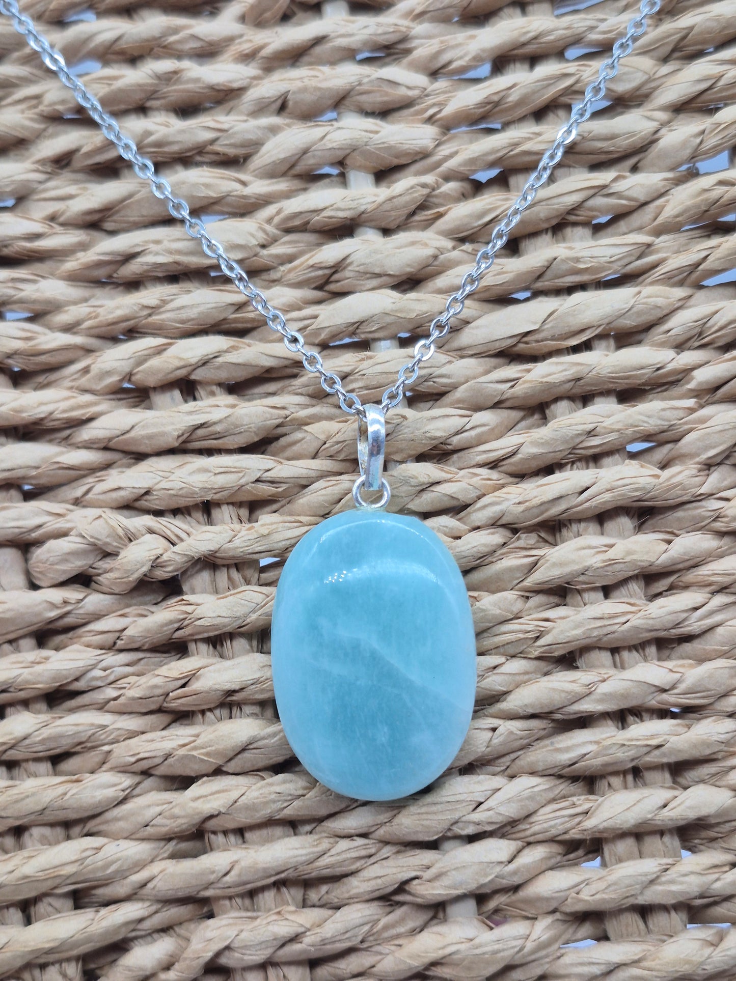 Amazonite Crystal Necklace: Minimalist Gemstone Chain pendant