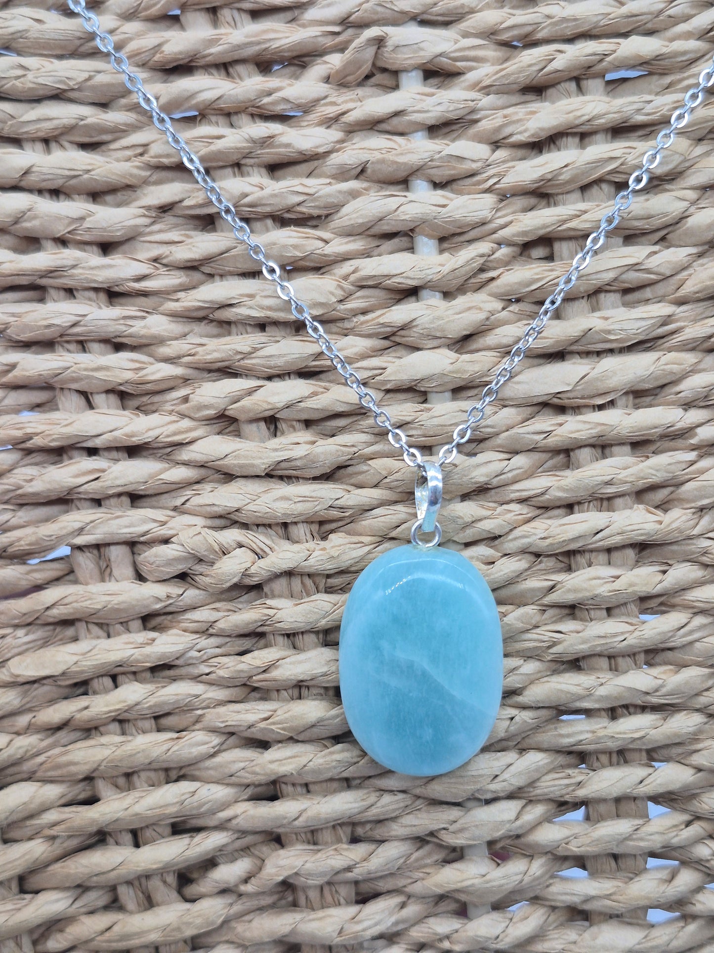 Amazonite Crystal Necklace: Minimalist Gemstone Chain pendant
