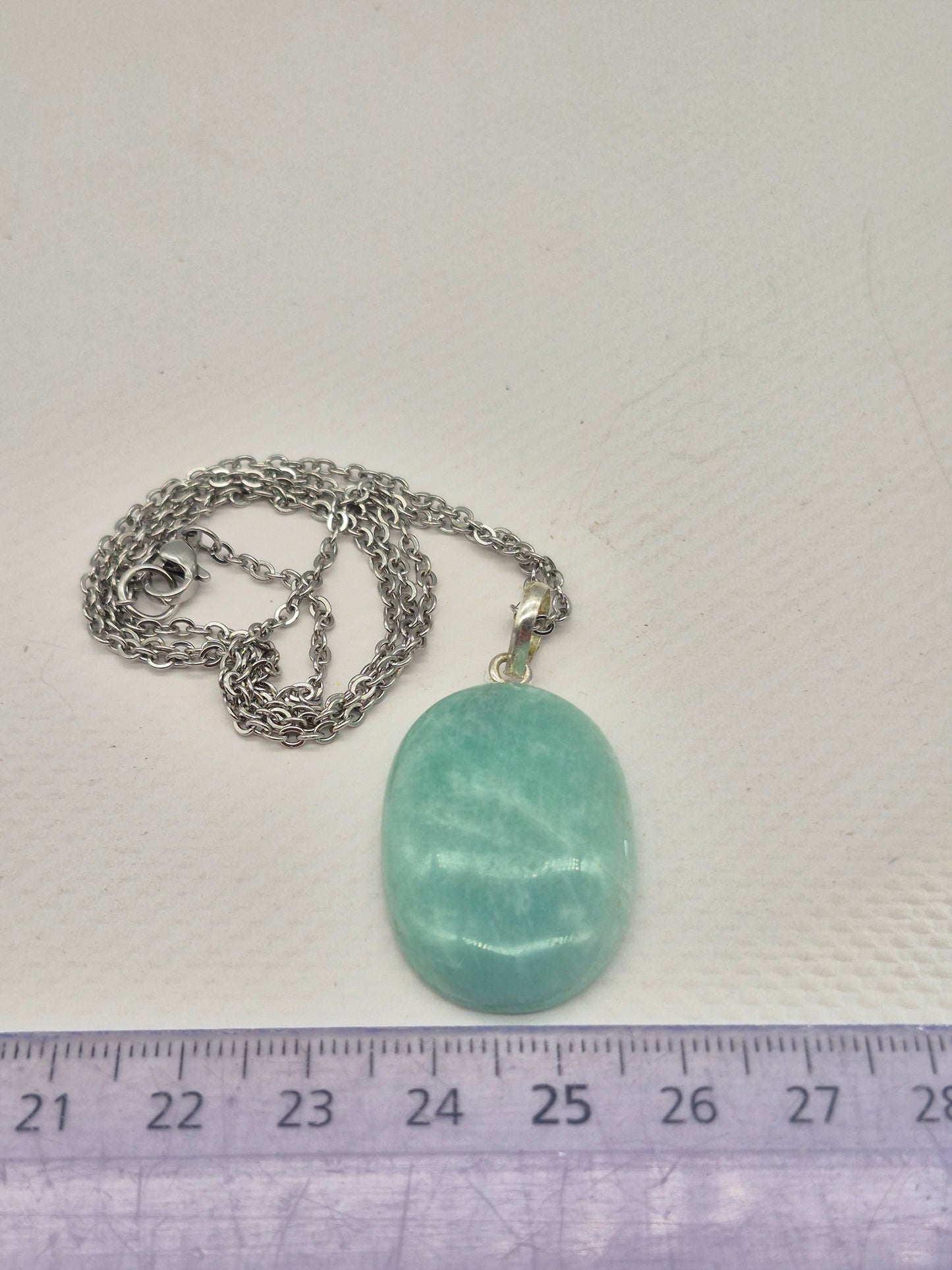Amazonite Crystal Necklace: Minimalist Gemstone Chain pendant