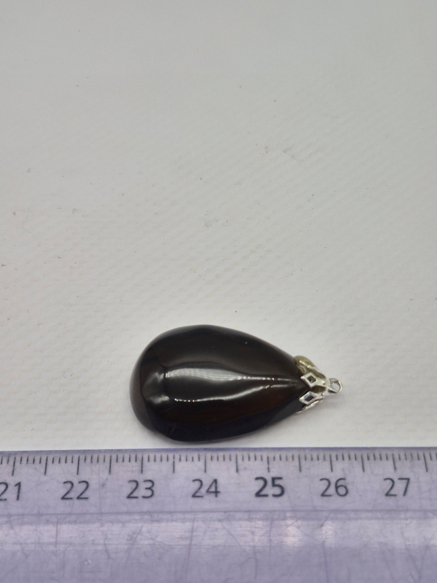 Smoked Quartz Teardrop Shaped Silver Hoop, Stailnless steel Chain, Healing Crystal