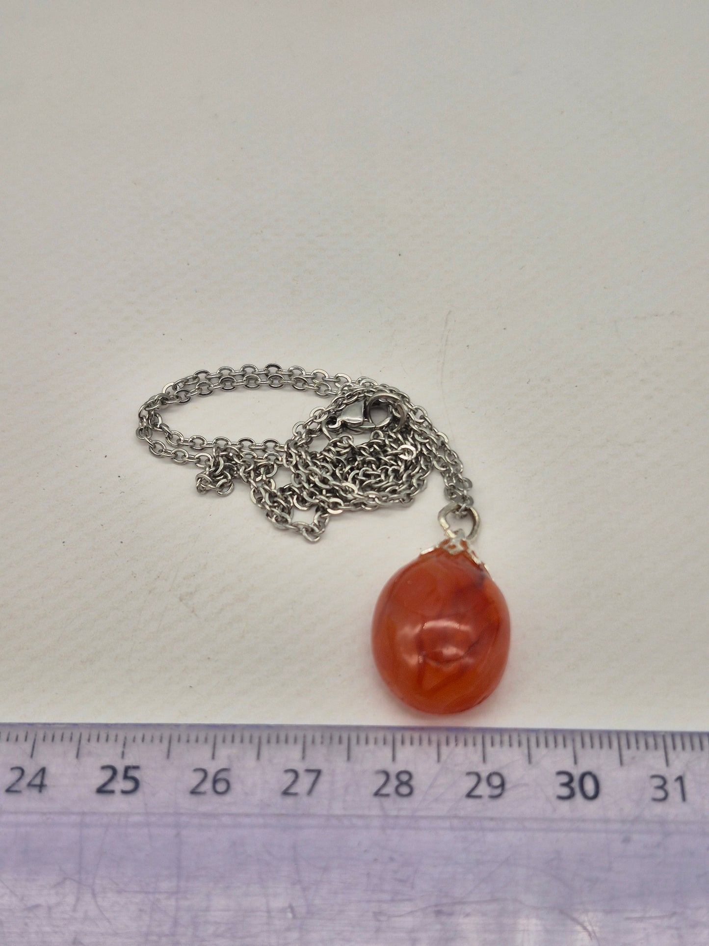 Carnelian Crystal Necklace with Silver Hook, Stailnless steel Chain, Healing Crystal