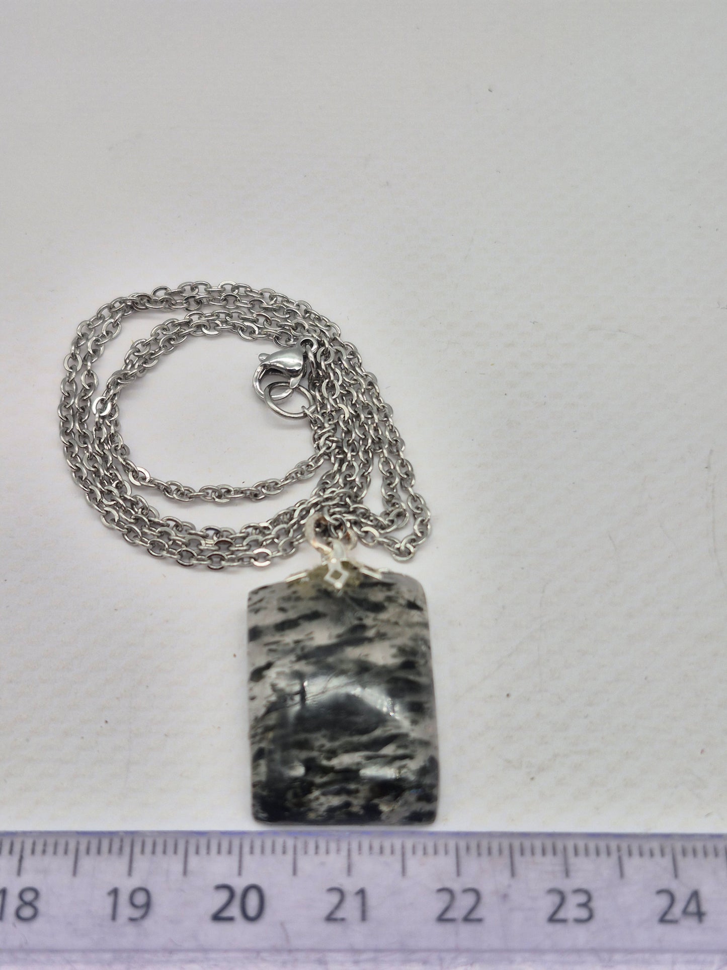 Quartz with Green Tourmaline Necklace  Protection & Cleansing Crystal Silver Hoop, Stailnless steel Chain