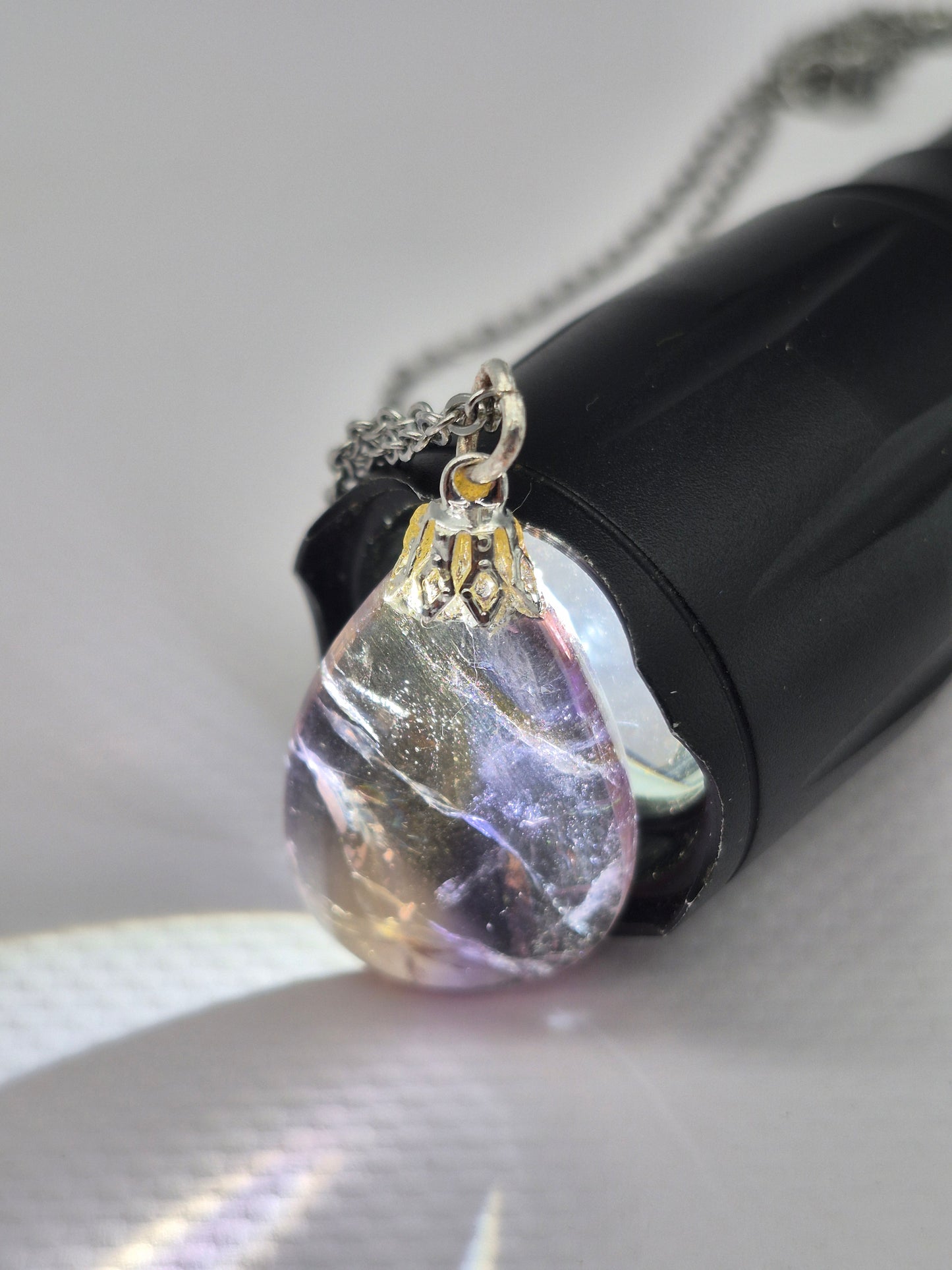 Ametrine Crystal Necklace Silver Hook 925  Stailnless steel Chain, Healing Crystal