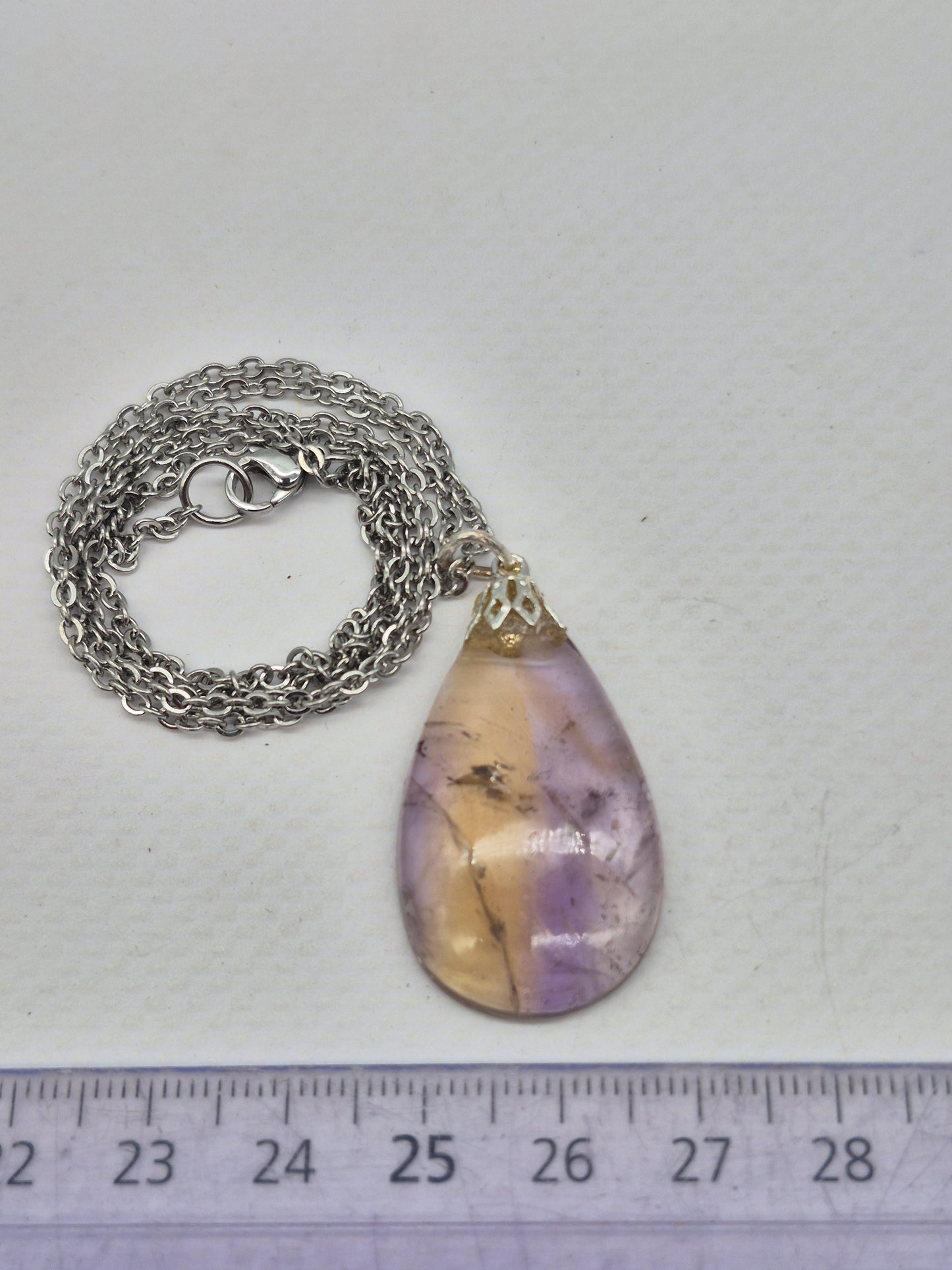Ametrine Crystal Necklace Silver Hook 925  Stailnless steel Chain, Healing Crystal