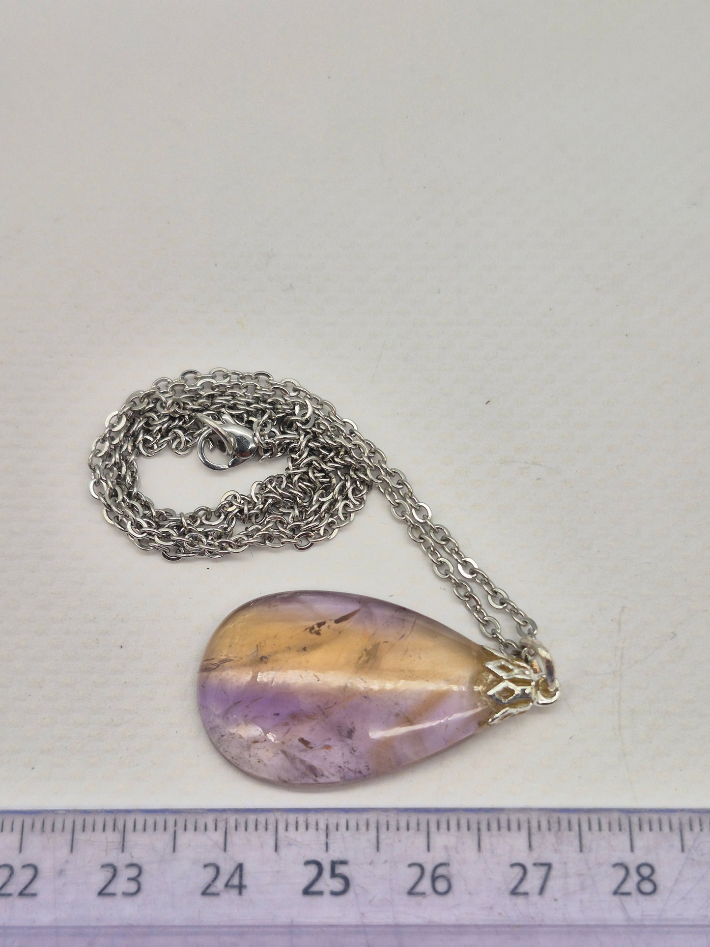 Ametrine Crystal Necklace Silver Hook 925  Stailnless steel Chain, Healing Crystal