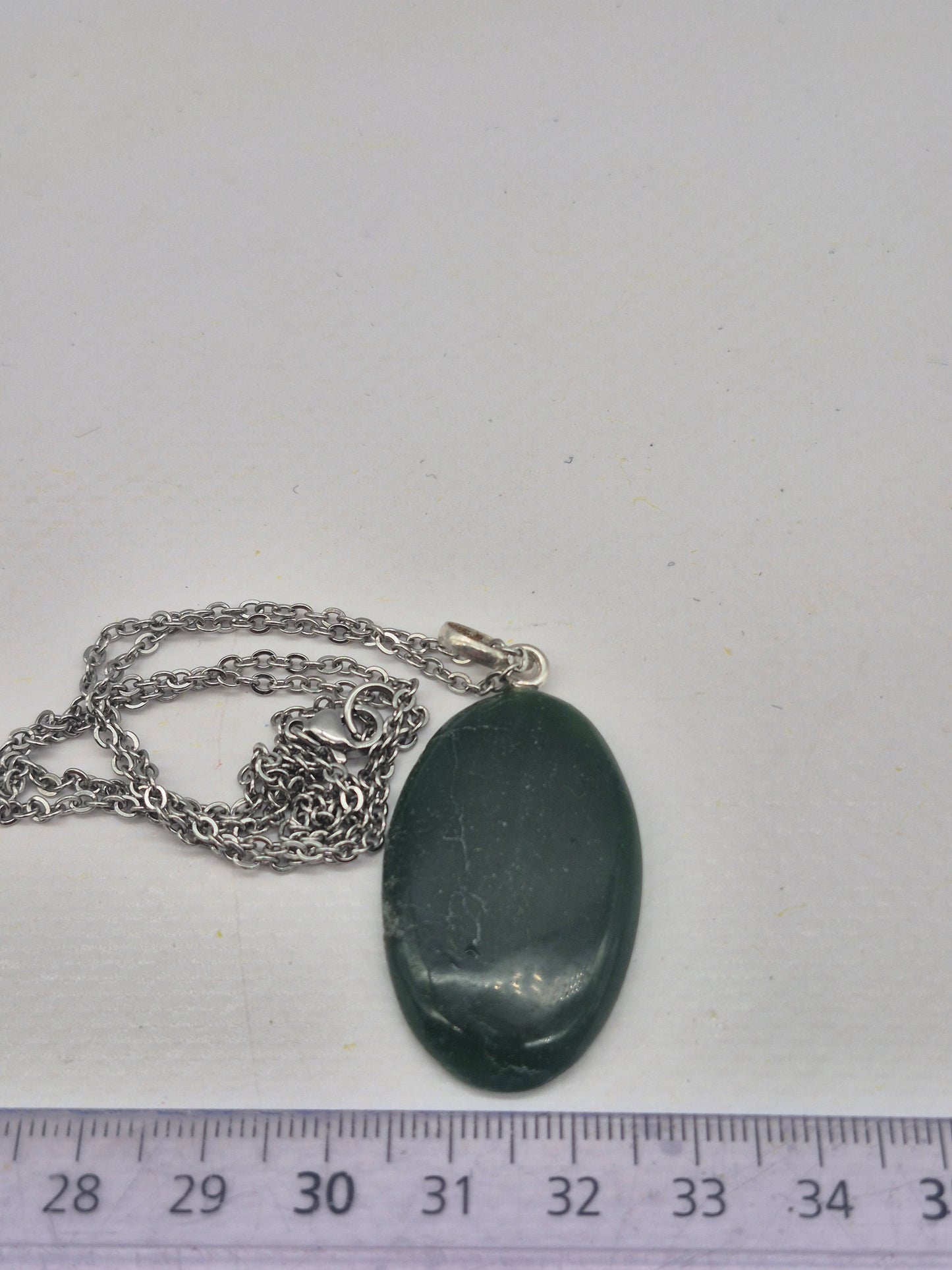 Green Aventurine Necklace – Crystal Pendant with Stainless Steel Chain, Silver Hoop