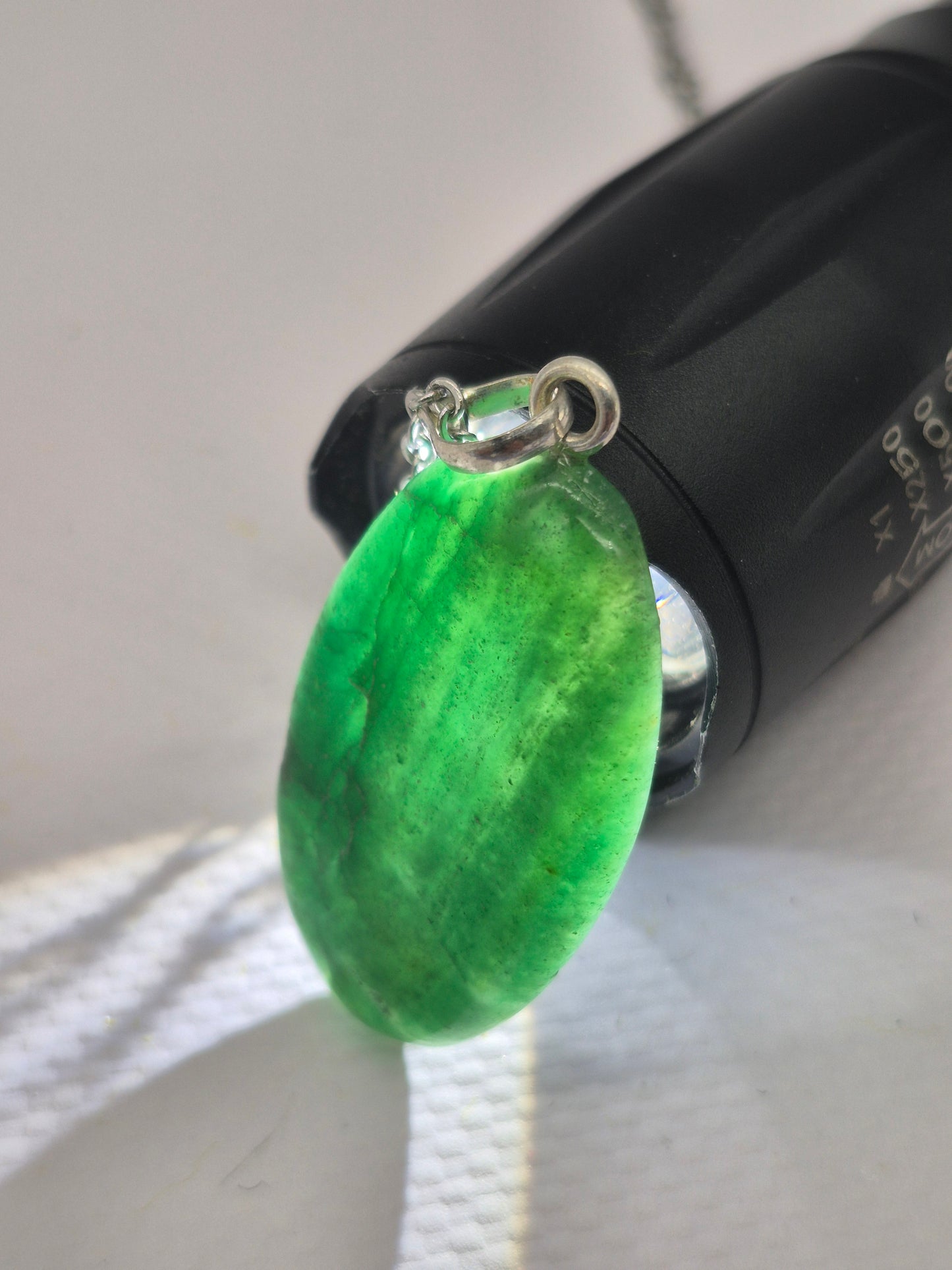 Green Aventurine Necklace – Crystal Pendant with Stainless Steel Chain, Silver Hoop