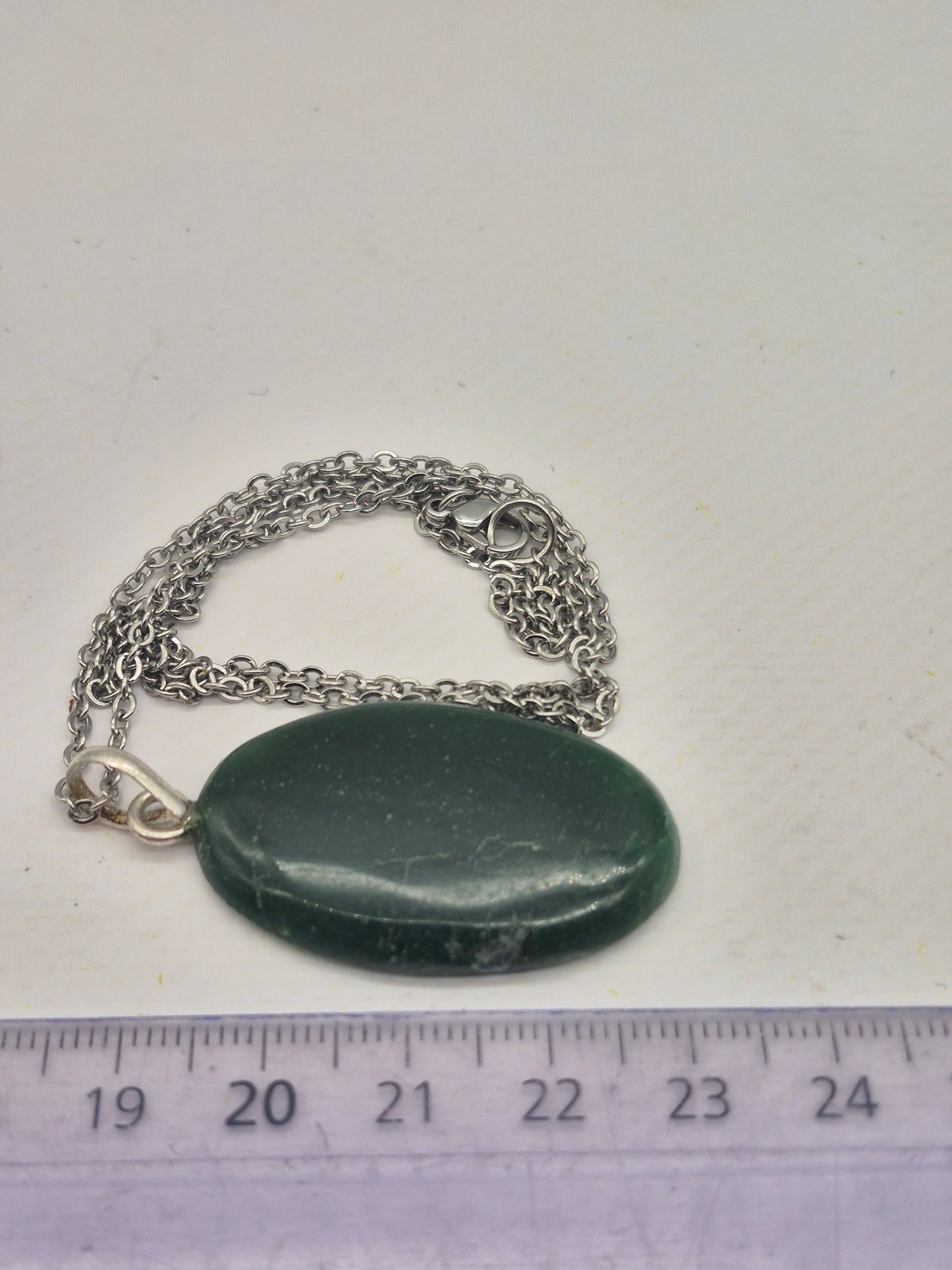 Green Aventurine Necklace – Crystal Pendant with Stainless Steel Chain, Silver Hoop
