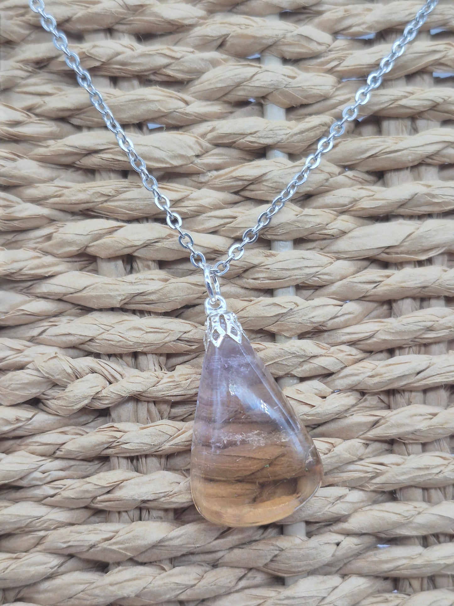 Ametrine Crystal Necklace Silver Hook Stailnless steel Chain, Healing Crystal
