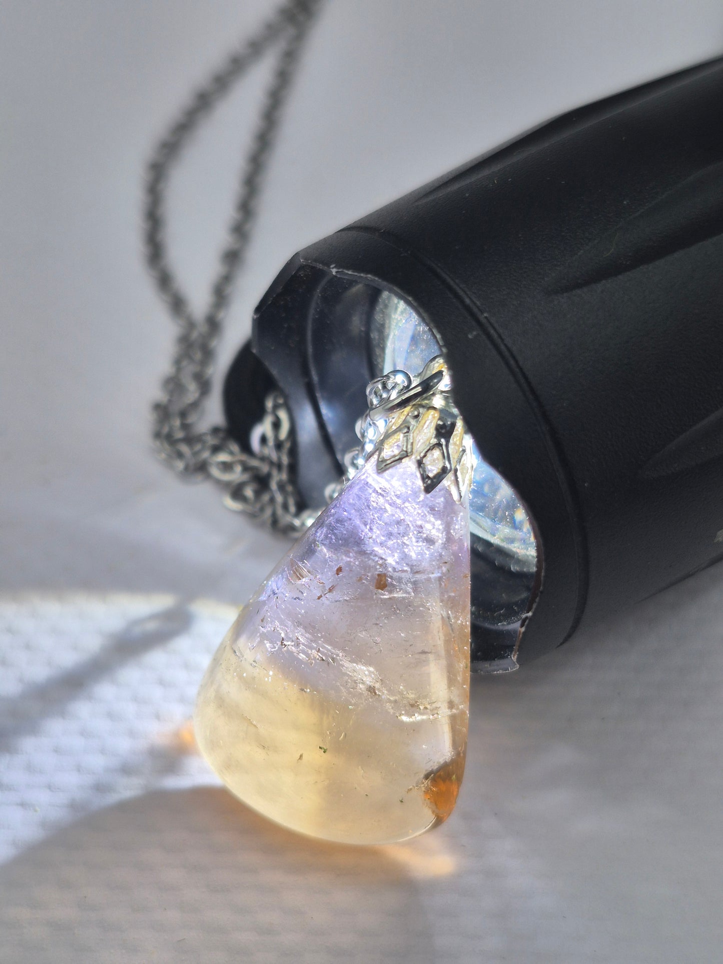 Ametrine Crystal Necklace Silver Hook Stailnless steel Chain, Healing Crystal