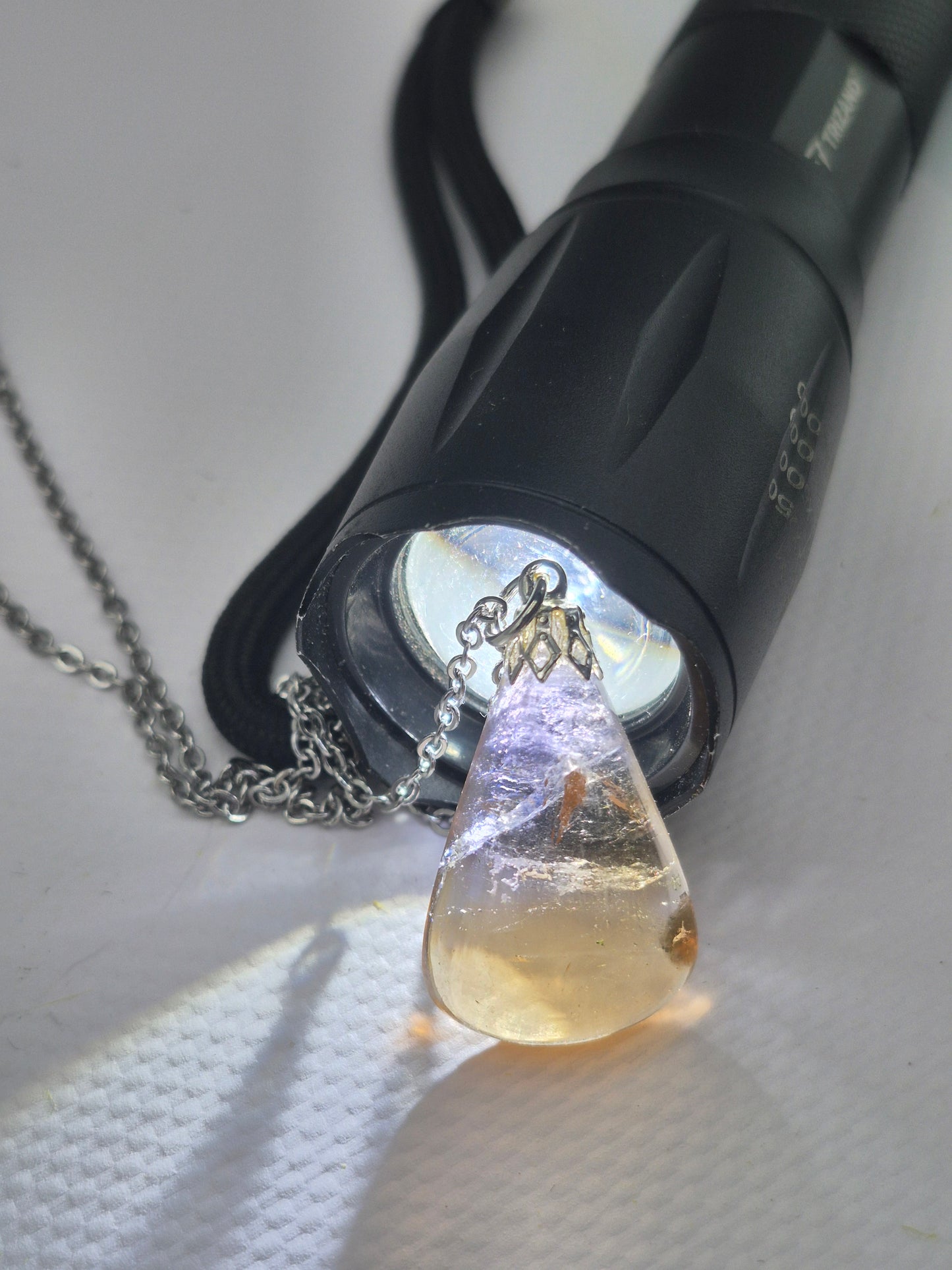 Ametrine Crystal Necklace Silver Hook Stailnless steel Chain, Healing Crystal