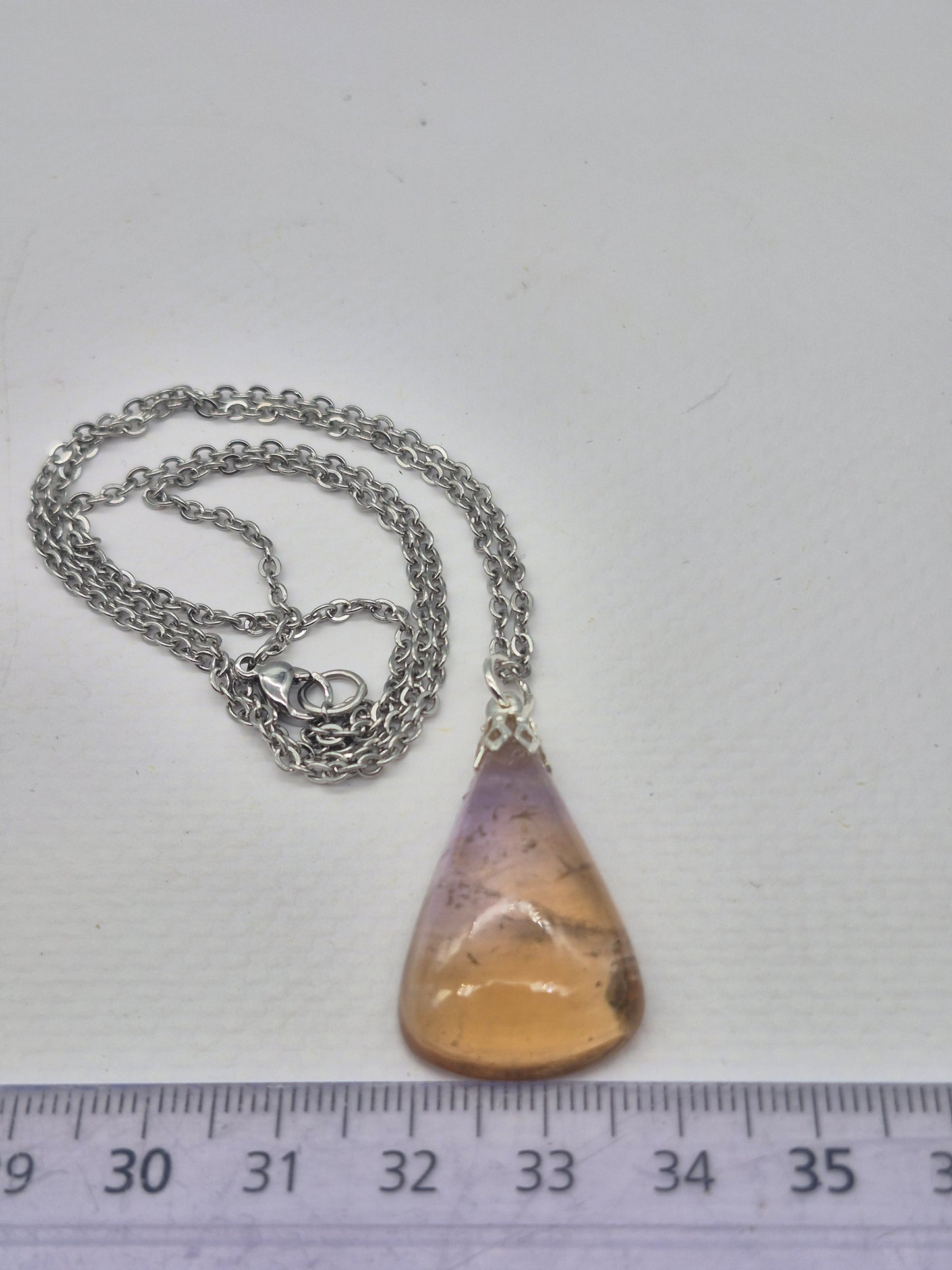 Ametrine Crystal Necklace Silver Hook Stailnless steel Chain, Healing Crystal
