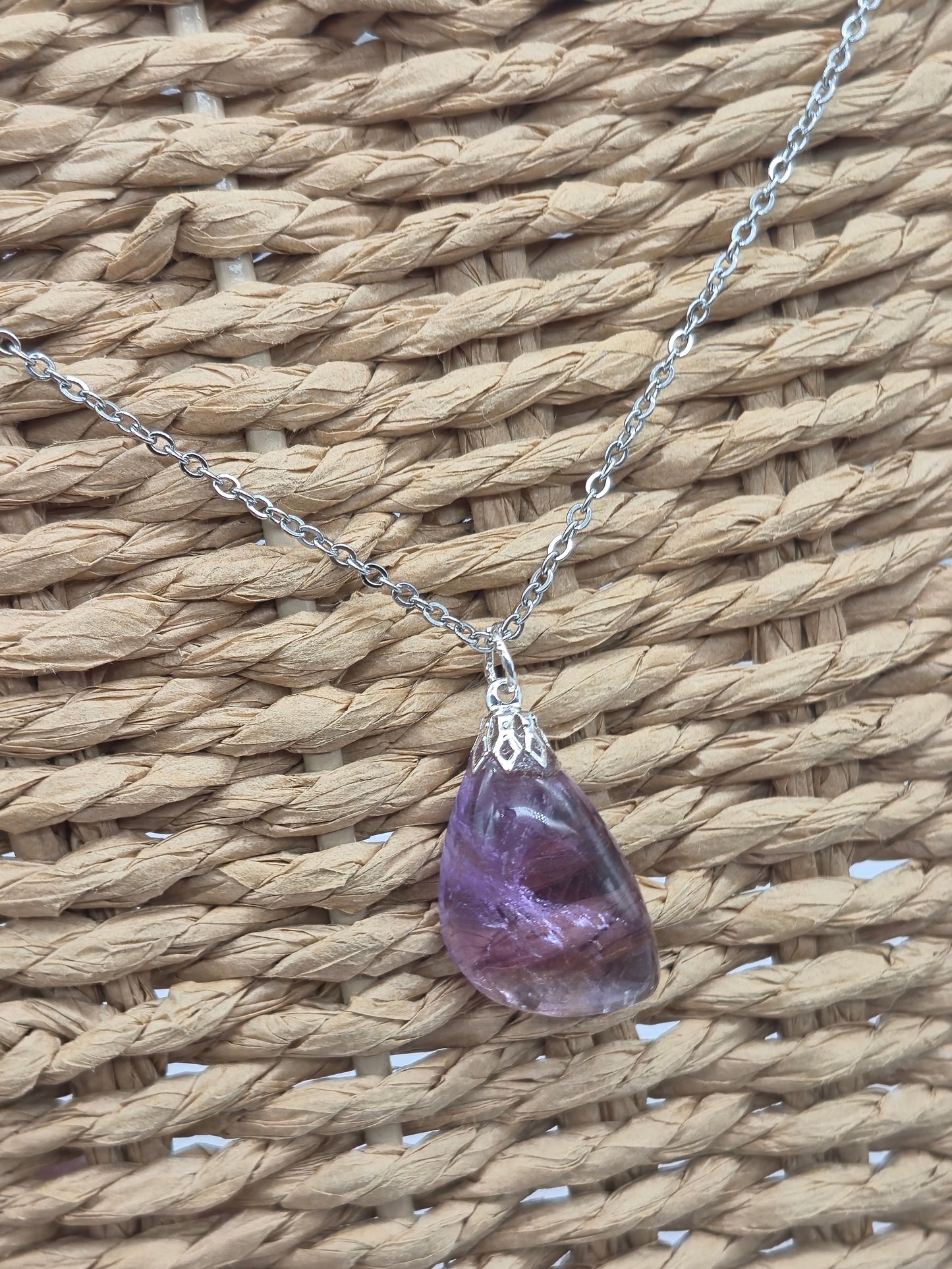 Ametrine Crystal Necklace Silver Hook 925  Stailnless steel Chain, Healing Crystal