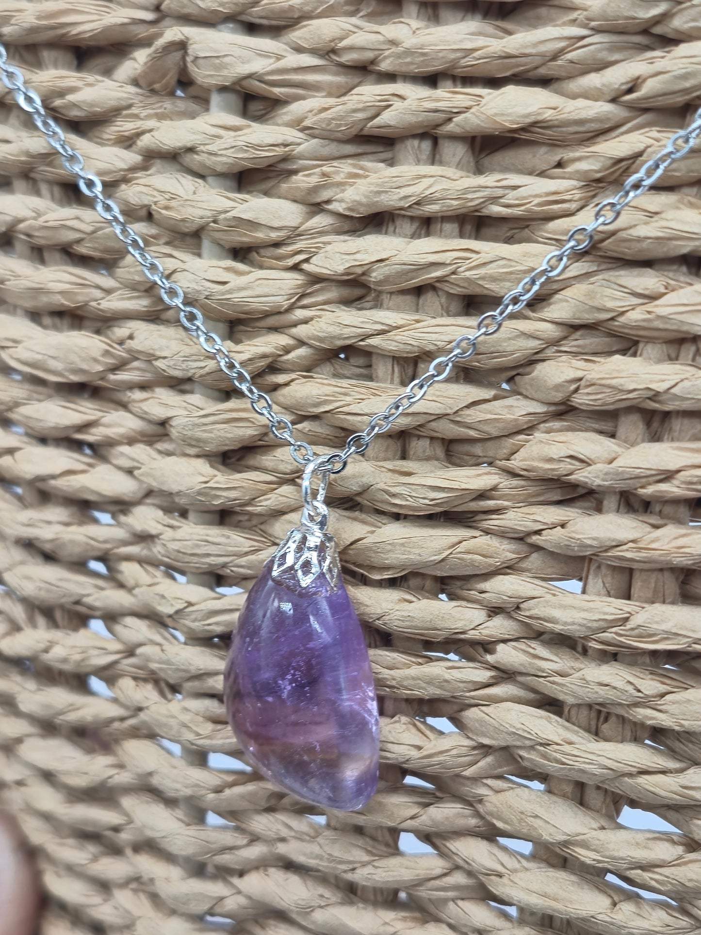 Ametrine Crystal Necklace Silver Hook 925  Stailnless steel Chain, Healing Crystal