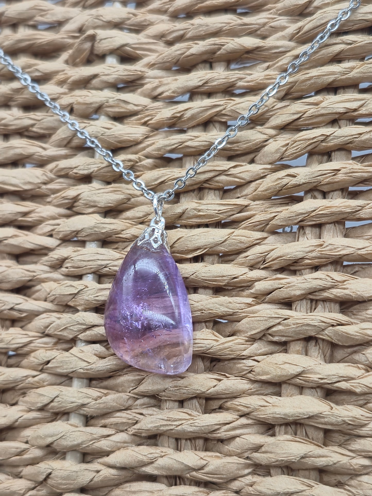 Ametrine Crystal Necklace Silver Hook 925  Stailnless steel Chain, Healing Crystal