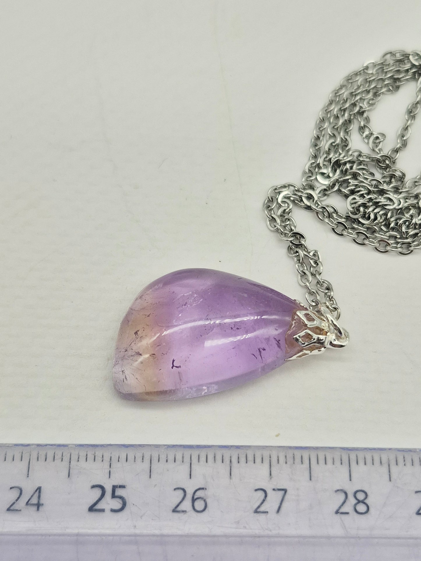 Ametrine Crystal Necklace Silver Hook 925  Stailnless steel Chain, Healing Crystal