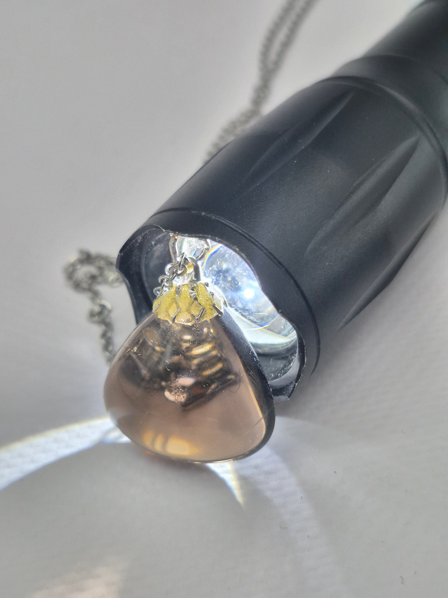 Smoked Quartz Teardrop Shaped Silver Hoop, Stailnless steel Chain, Healing Crystal