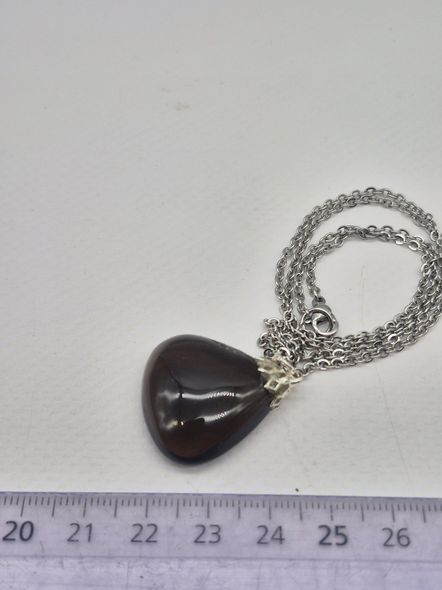 Smoked Quartz Teardrop Shaped Silver Hoop, Stailnless steel Chain, Healing Crystal