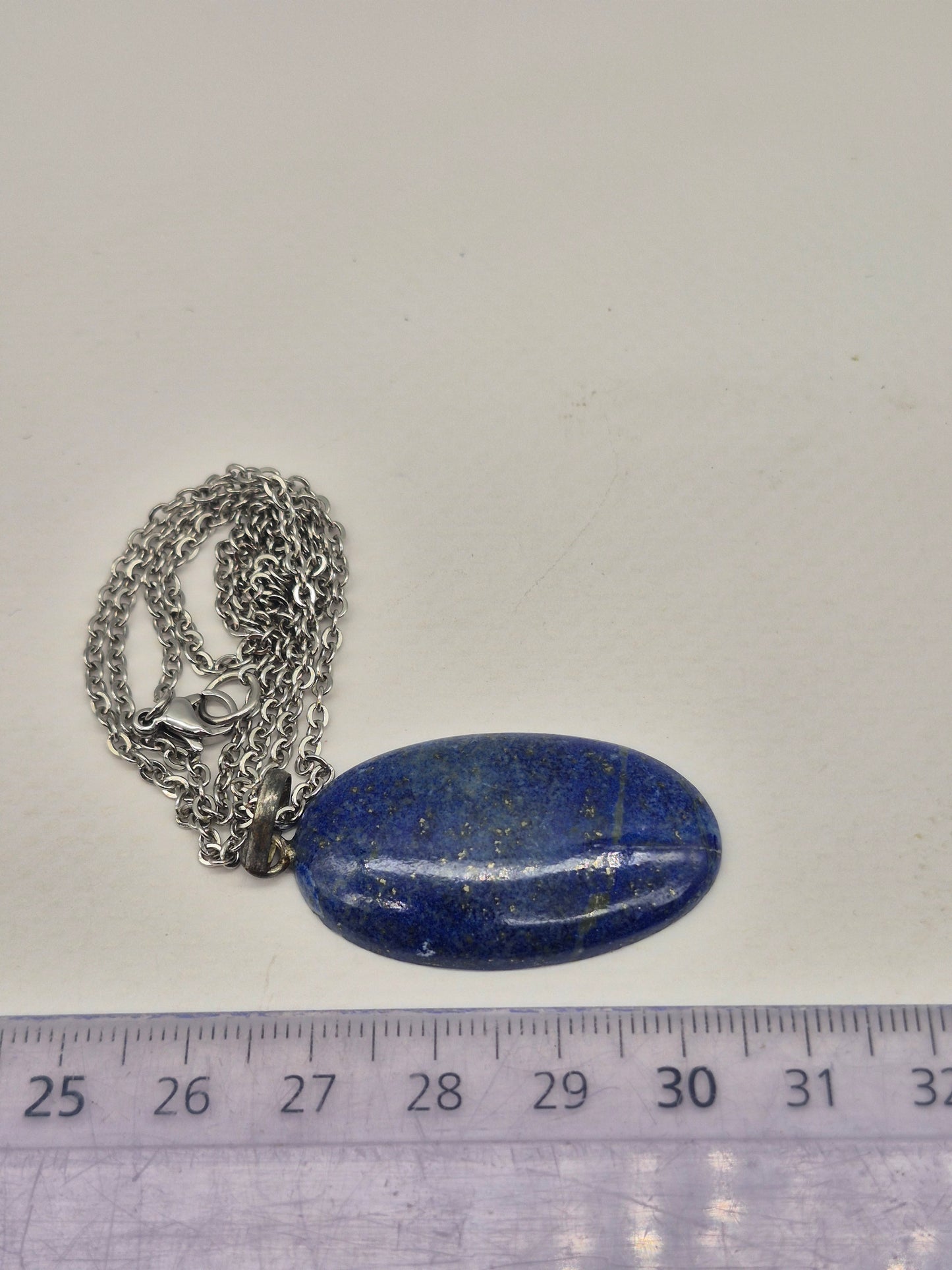Lapi Lazuli Crystal Necklace, Lapis Lazuli Pendant Silver Hoop
