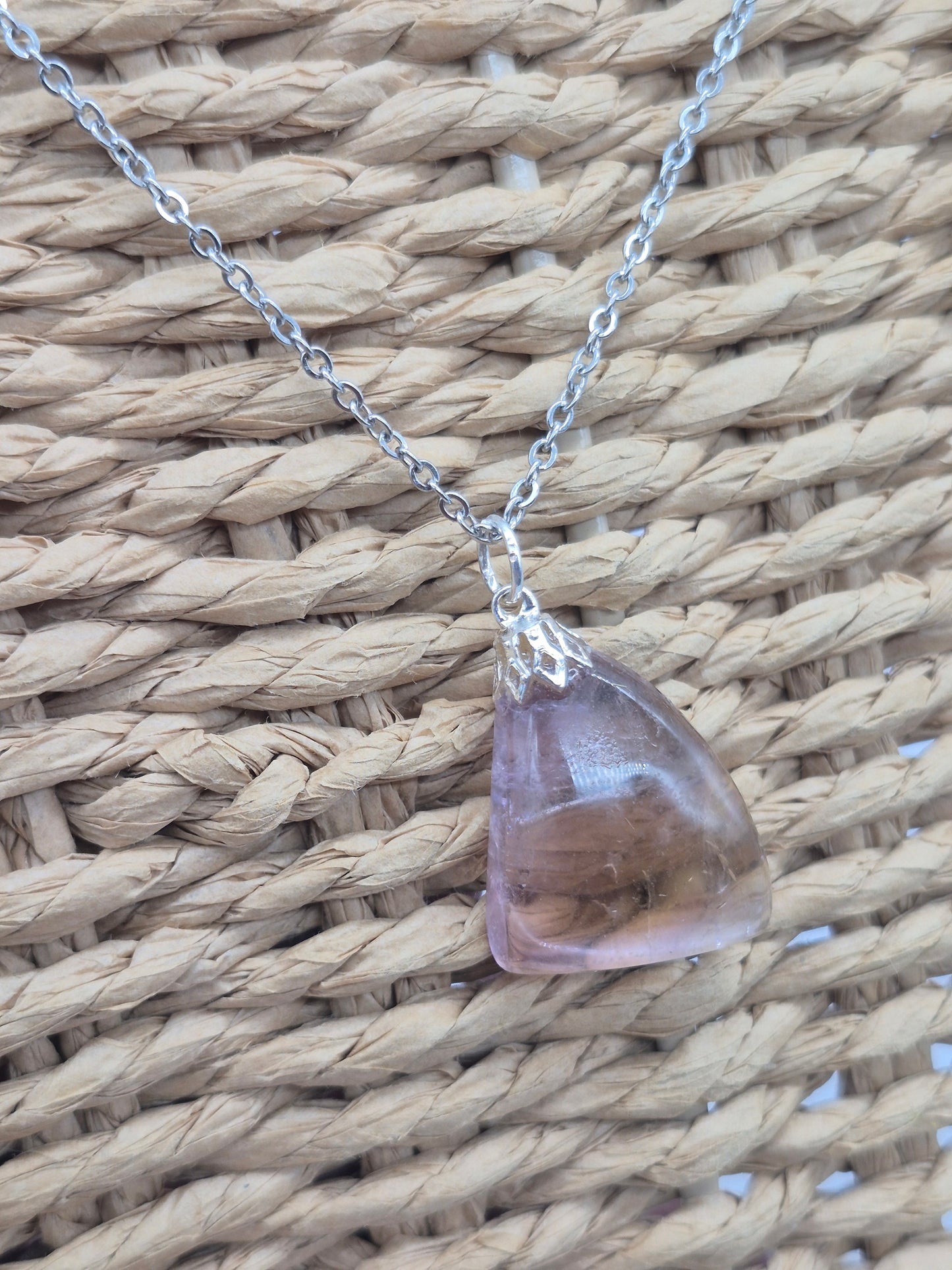 Ametrine Crystal Necklace Silver Hook 925  Stailnless steel Chain, Healing Crystal