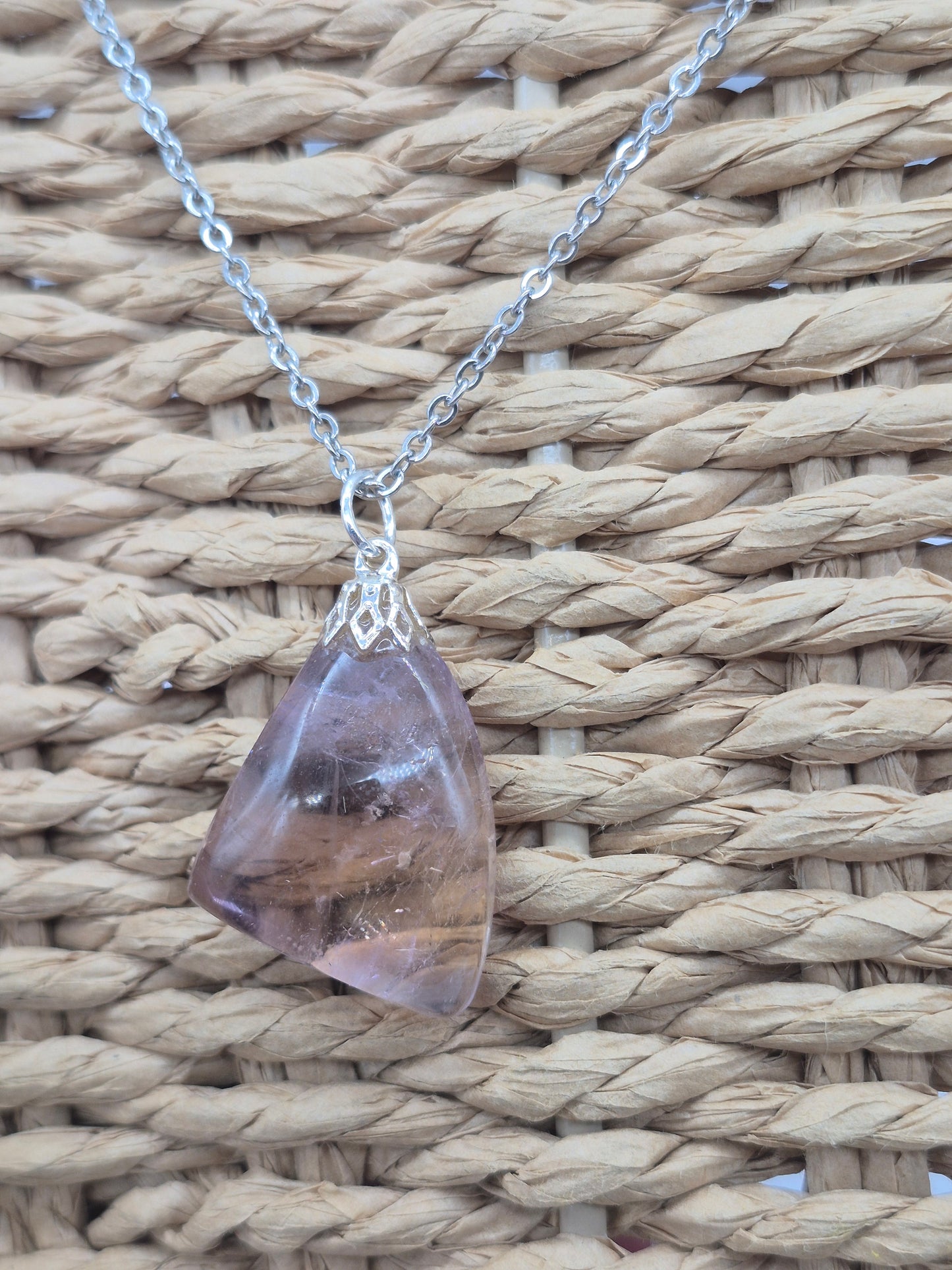 Ametrine Crystal Necklace Silver Hook 925  Stailnless steel Chain, Healing Crystal
