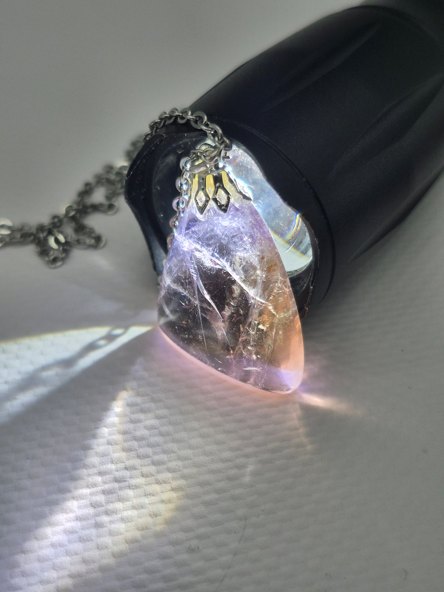 Ametrine Crystal Necklace Silver Hook 925  Stailnless steel Chain, Healing Crystal