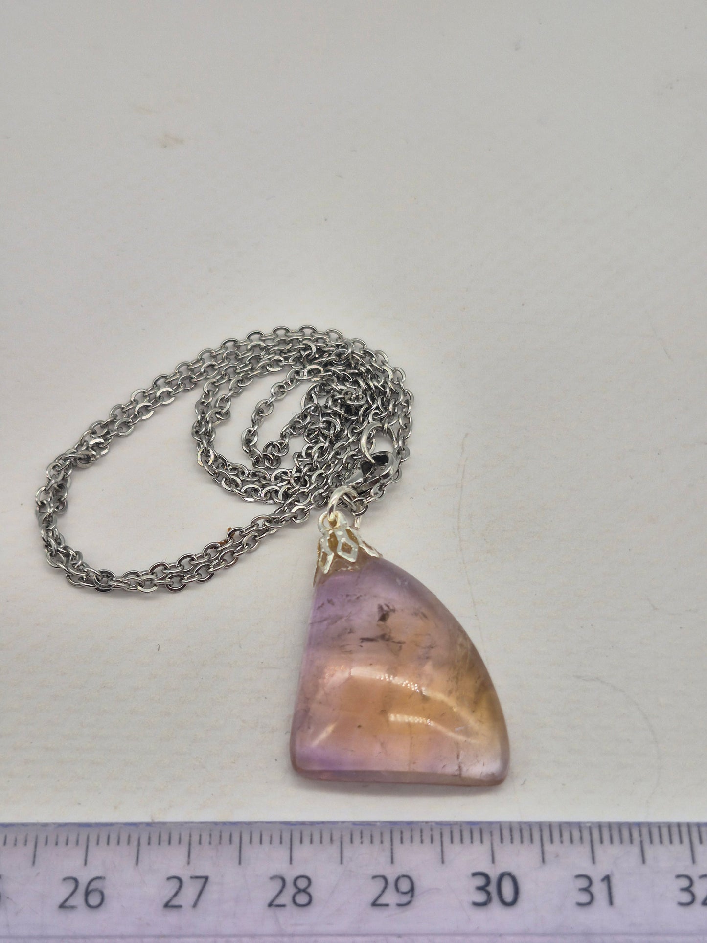 Ametrine Crystal Necklace Silver Hook 925  Stailnless steel Chain, Healing Crystal