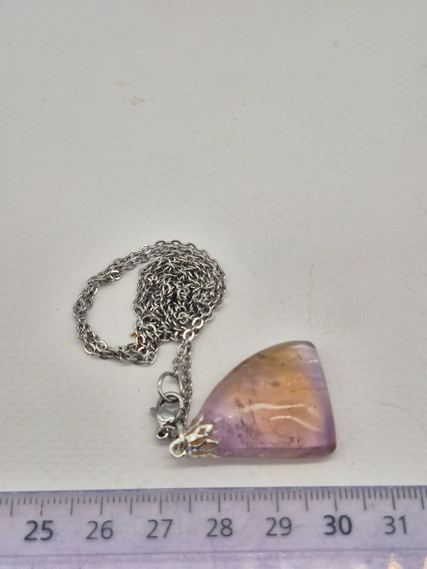 Ametrine Crystal Necklace Silver Hook 925  Stailnless steel Chain, Healing Crystal
