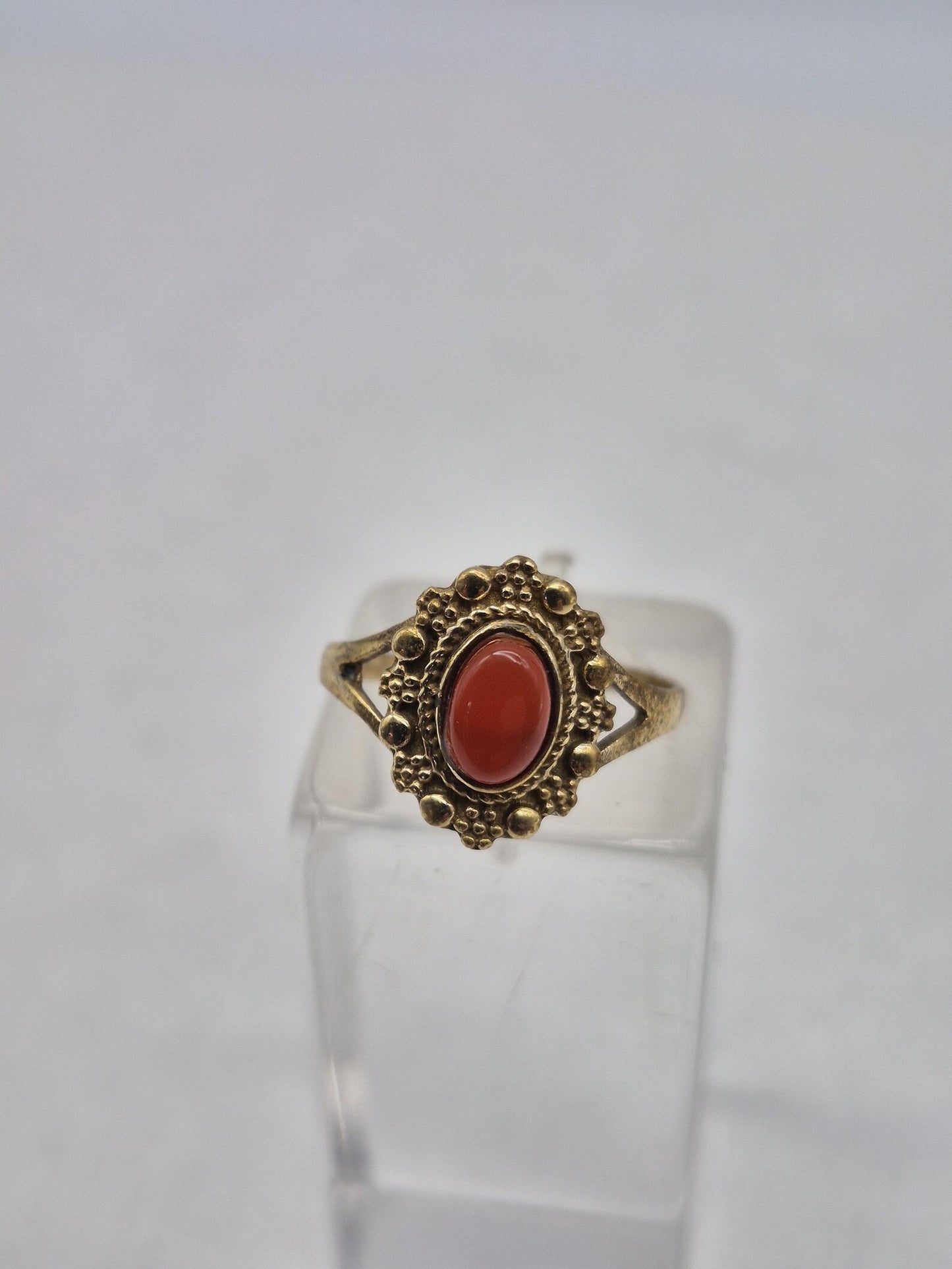 Carnelian Brass Adjustable Ring for Women
