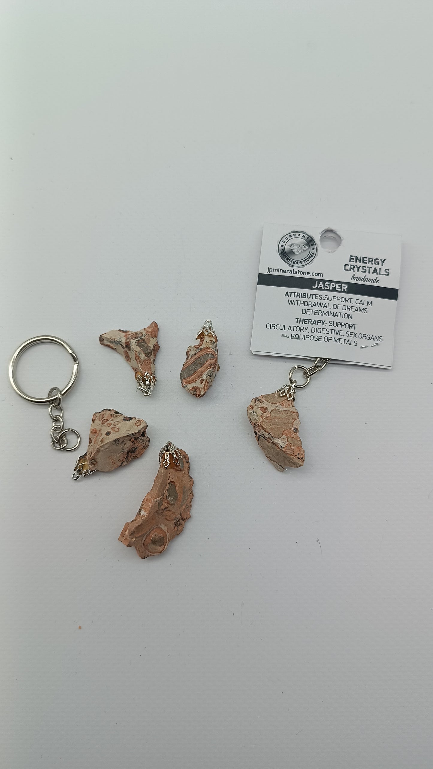 Natural Leopard Jasper Crystal Keychain