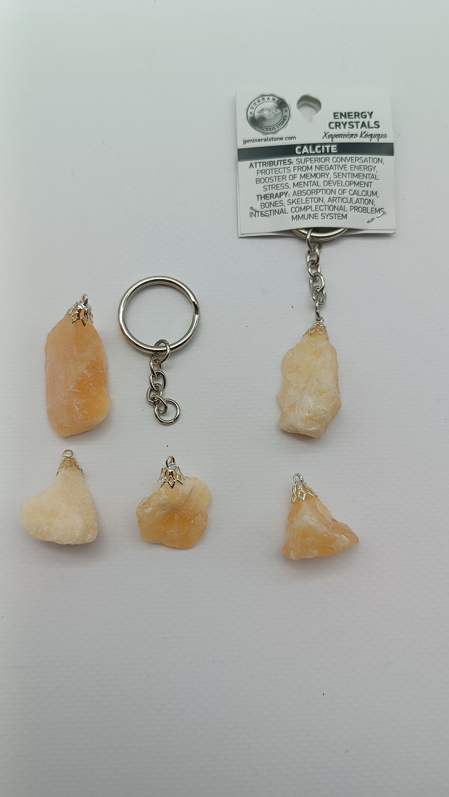 Natural Yellow Calcite Crystal Keychain