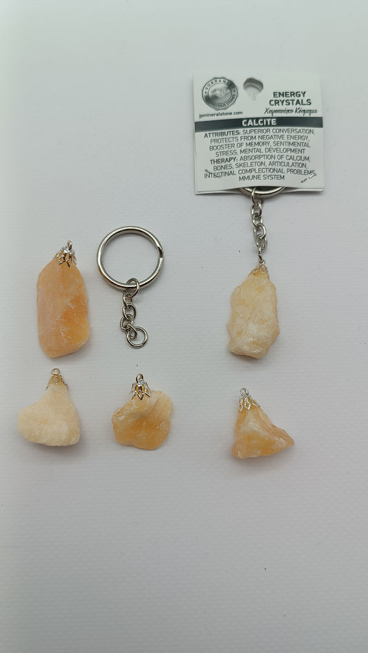 Μπρελόκ από φυσικό κίτρινο κρύσταλλο ασβεστίτη