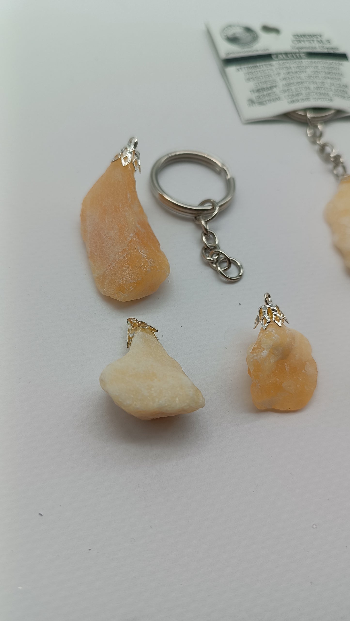Natural Yellow Calcite Crystal Keychain