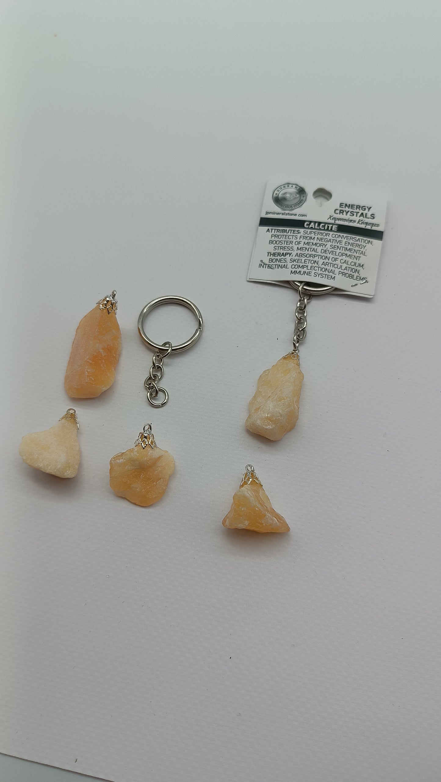Natural Yellow Calcite Crystal Keychain