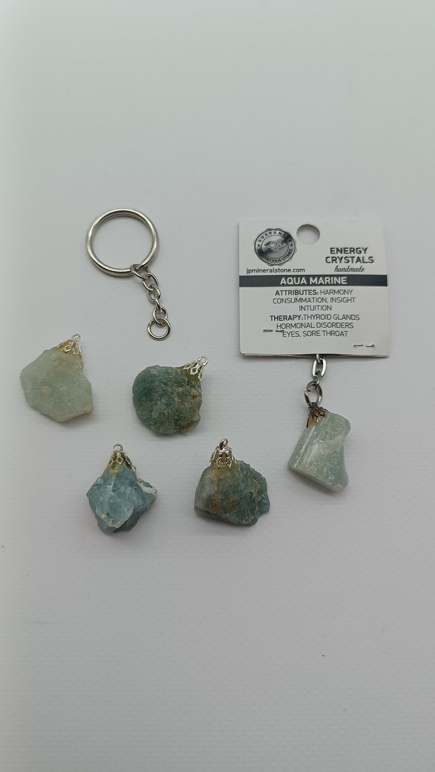 Natural Aqua Marine Crystal Keychain