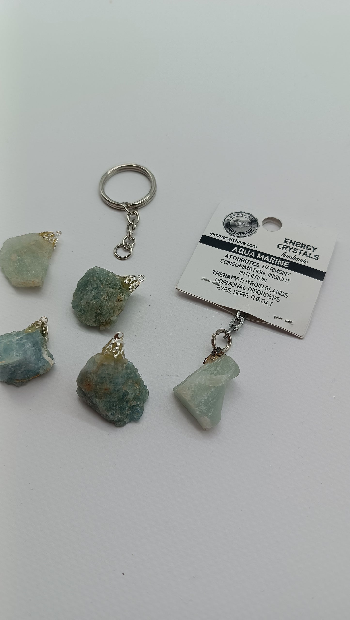 Natural Aqua Marine Crystal Keychain