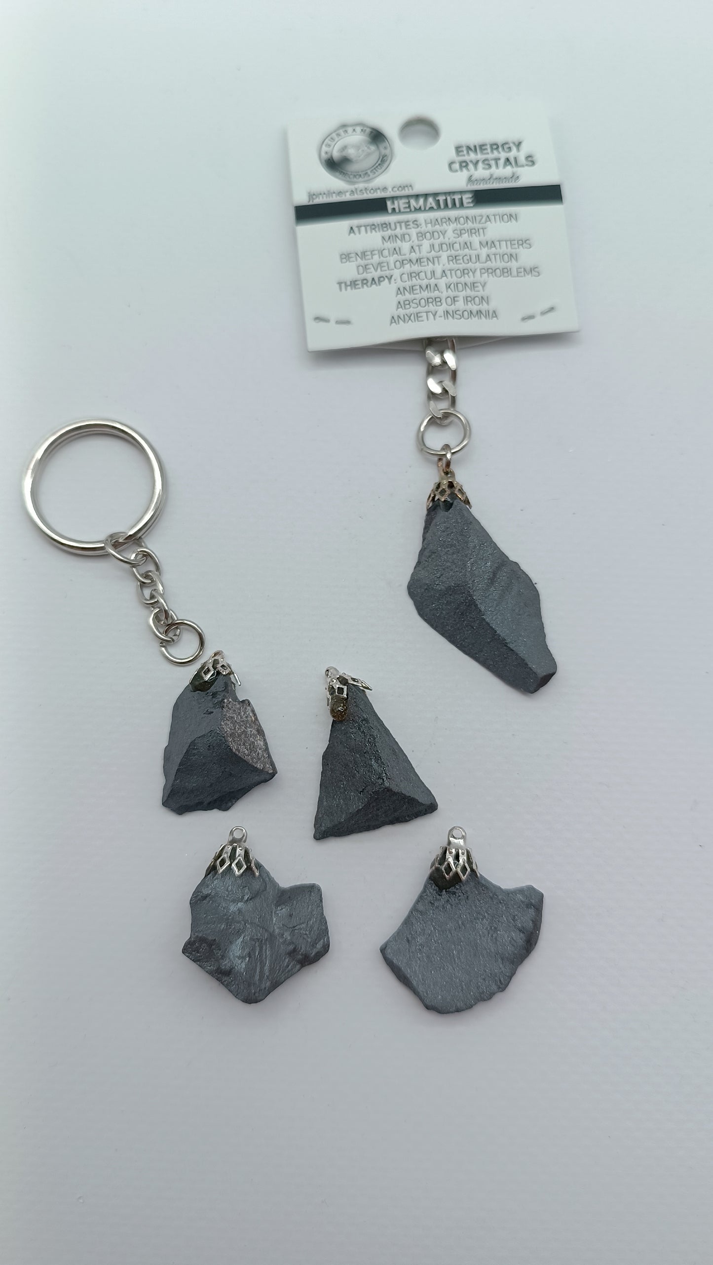 Natural Hematite Crystal Keychain