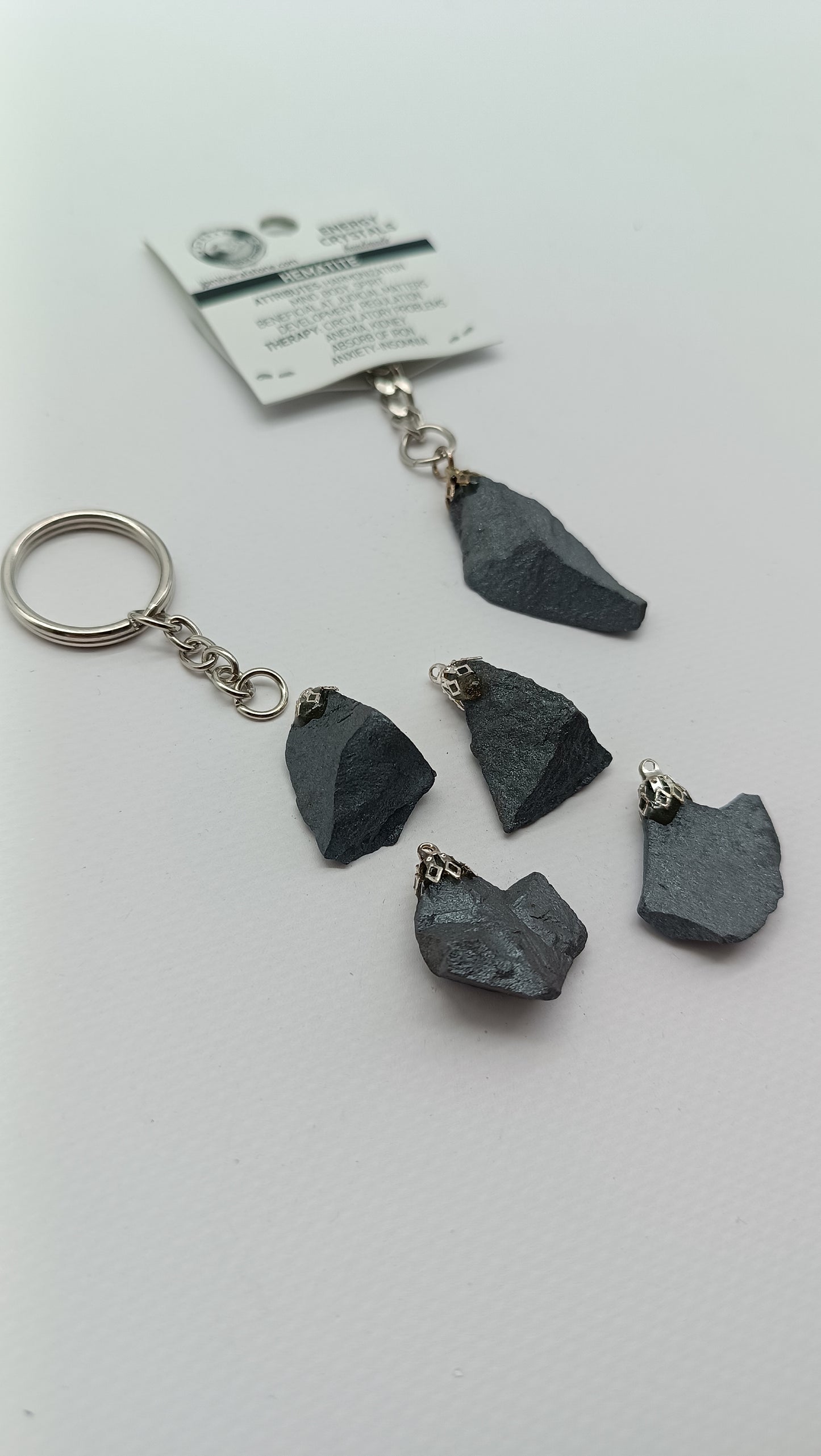 Natural Hematite Crystal Keychain