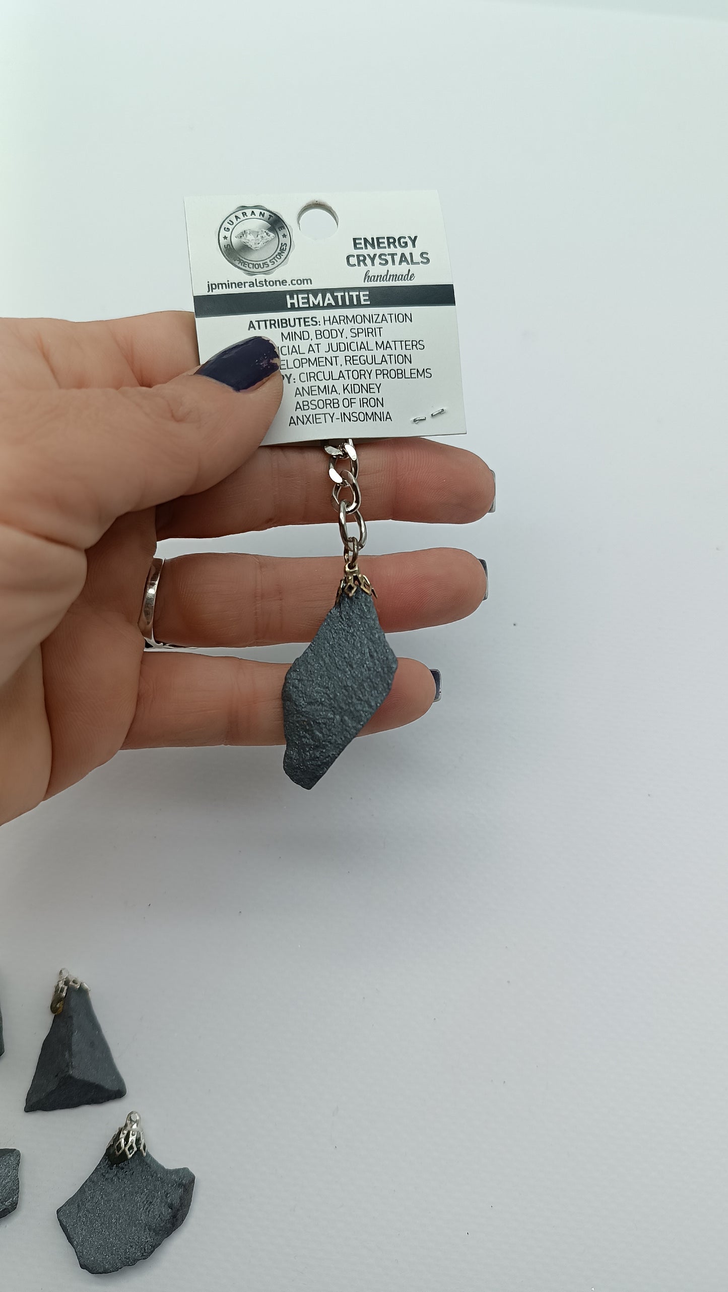 Natural Hematite Crystal Keychain