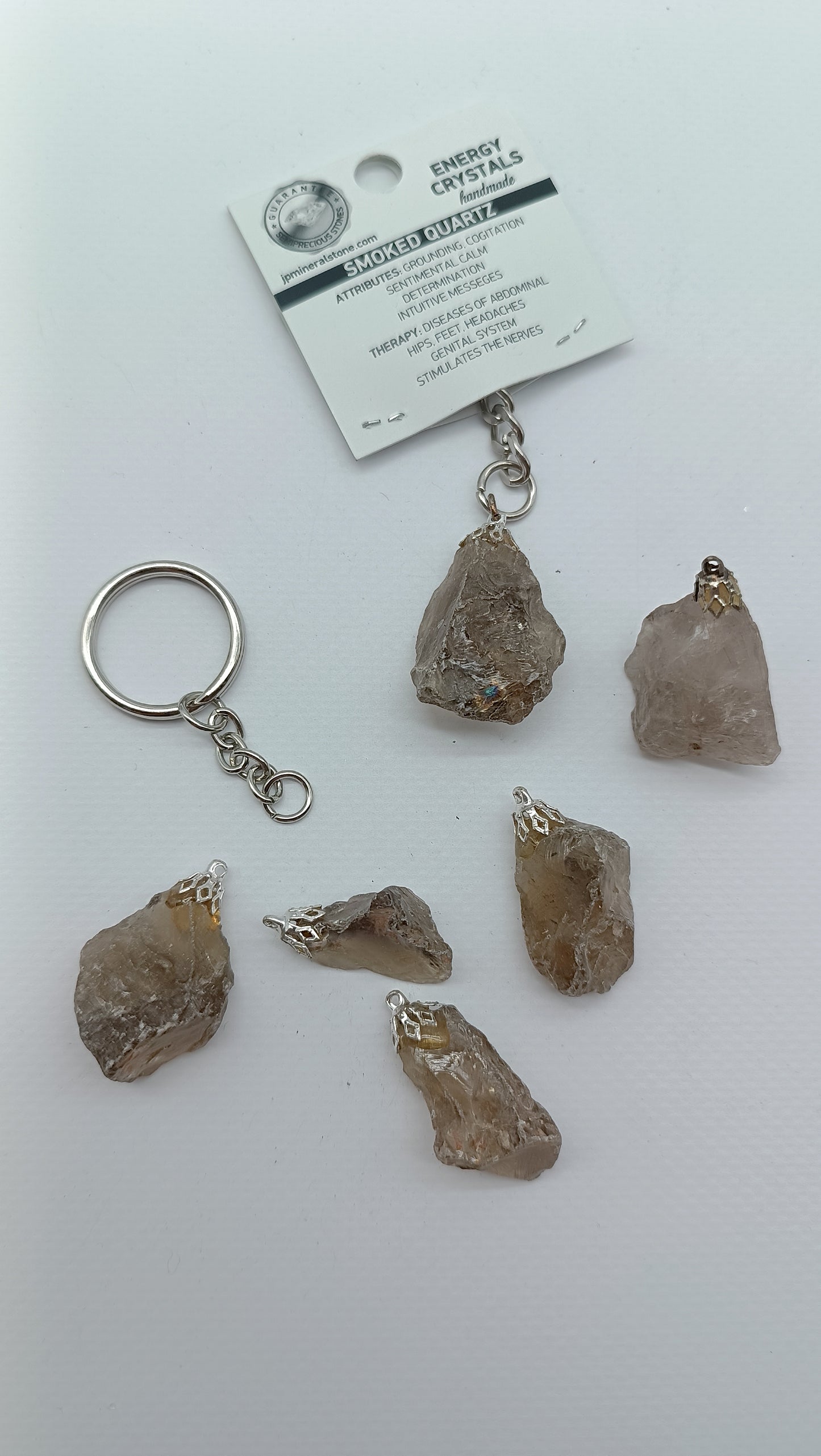 Smoked Quartz Keychain Healing Crystal Accessories Zodiac Mineral Stone